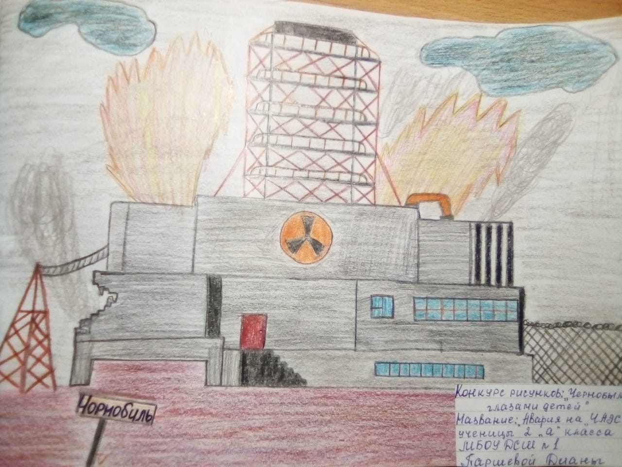 Coloring page unusual Chernobyl station
