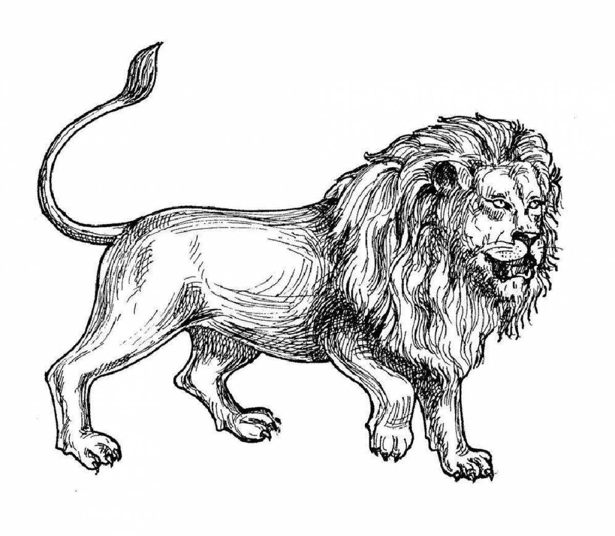 African lion glowing coloring page