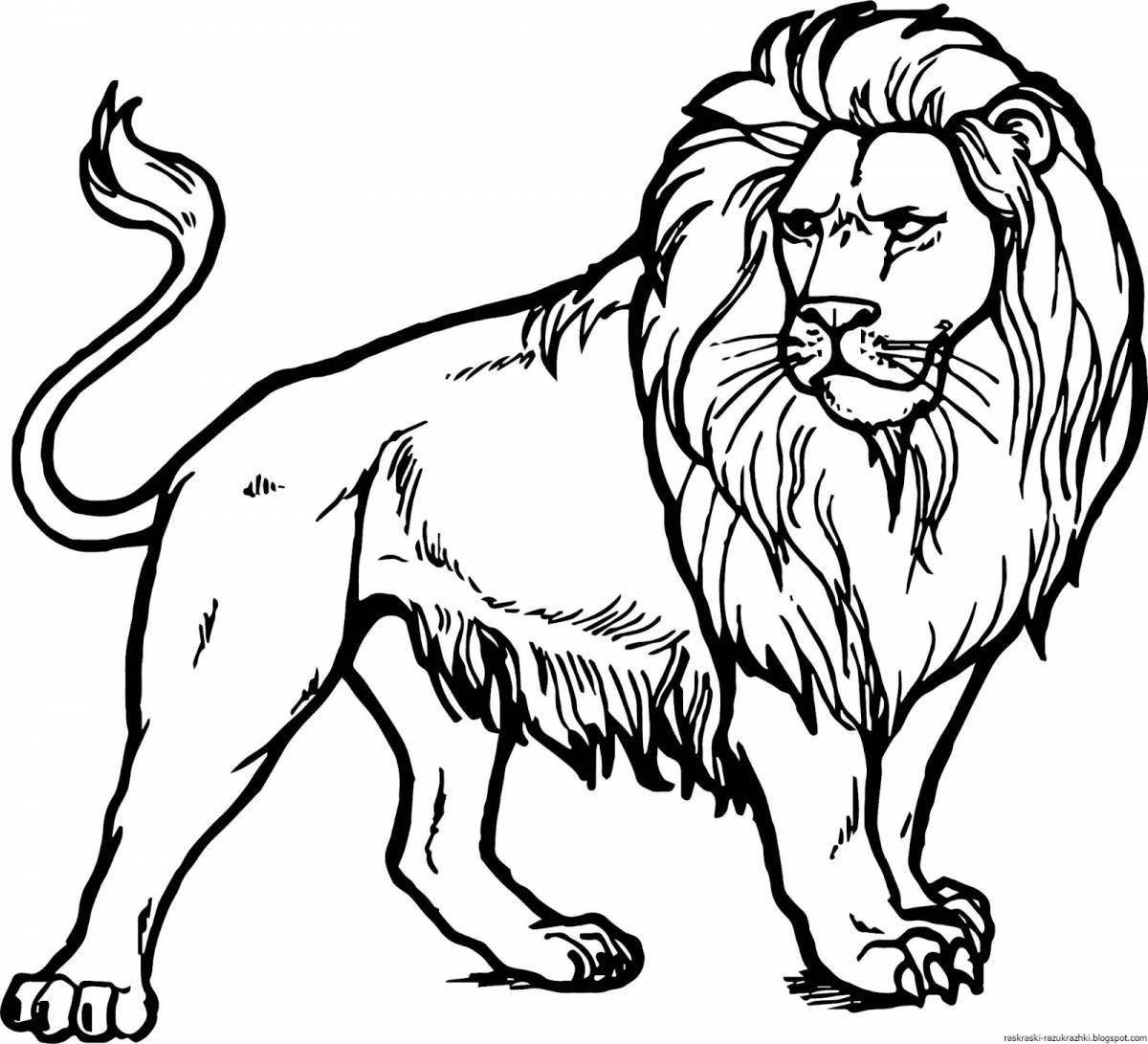 Glitter African lion coloring page