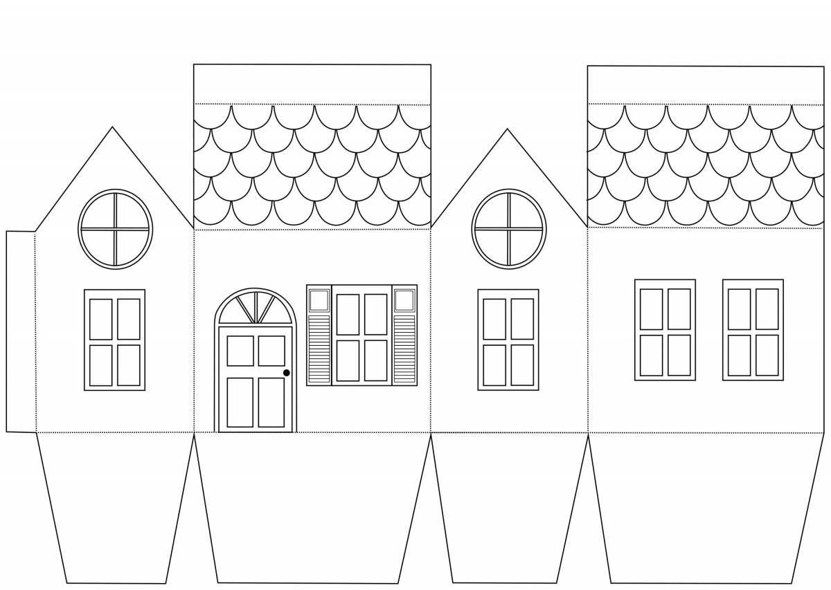 Coloring book bright paper house