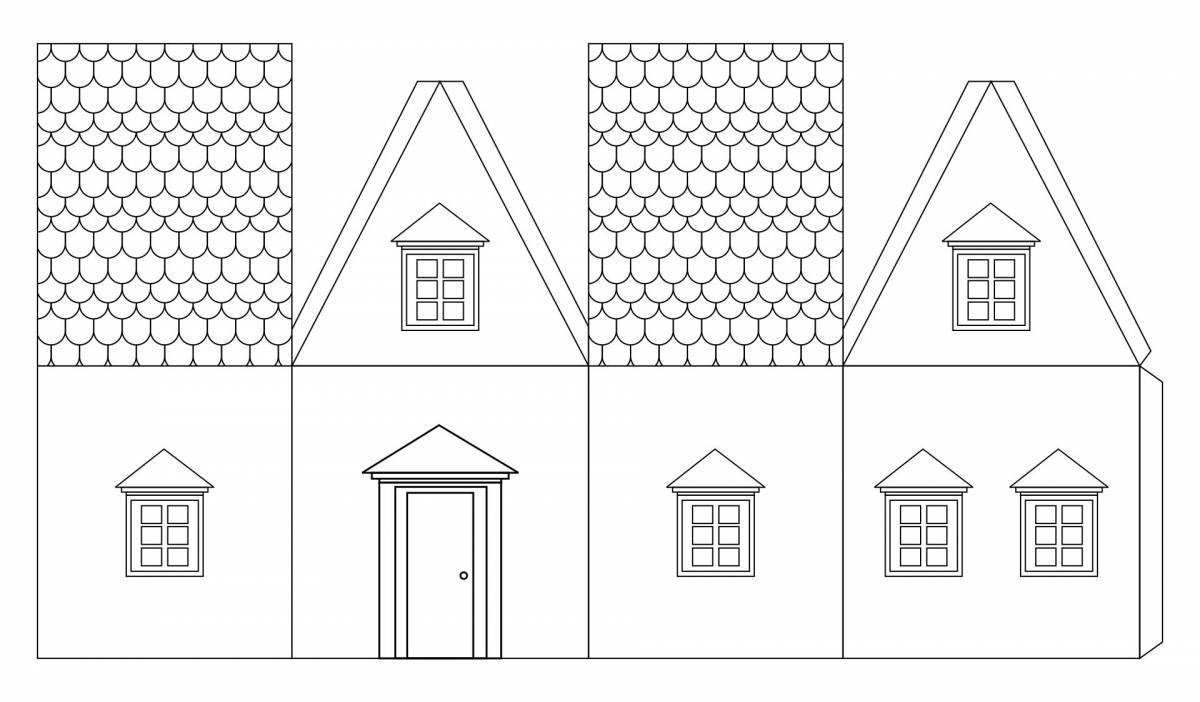 Glowing paper house coloring page