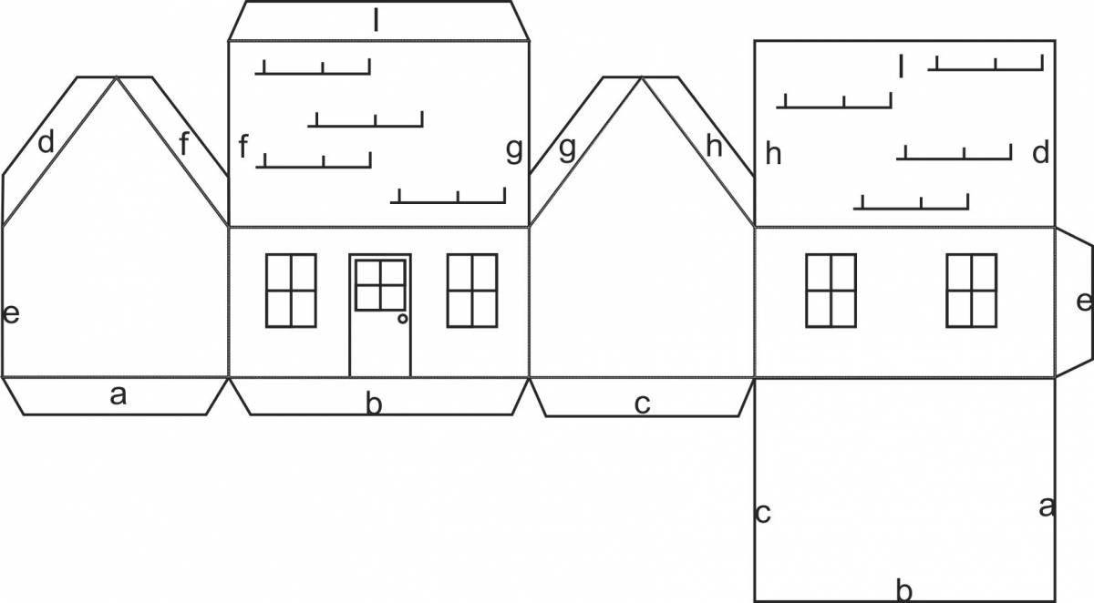 Fat paper house coloring page