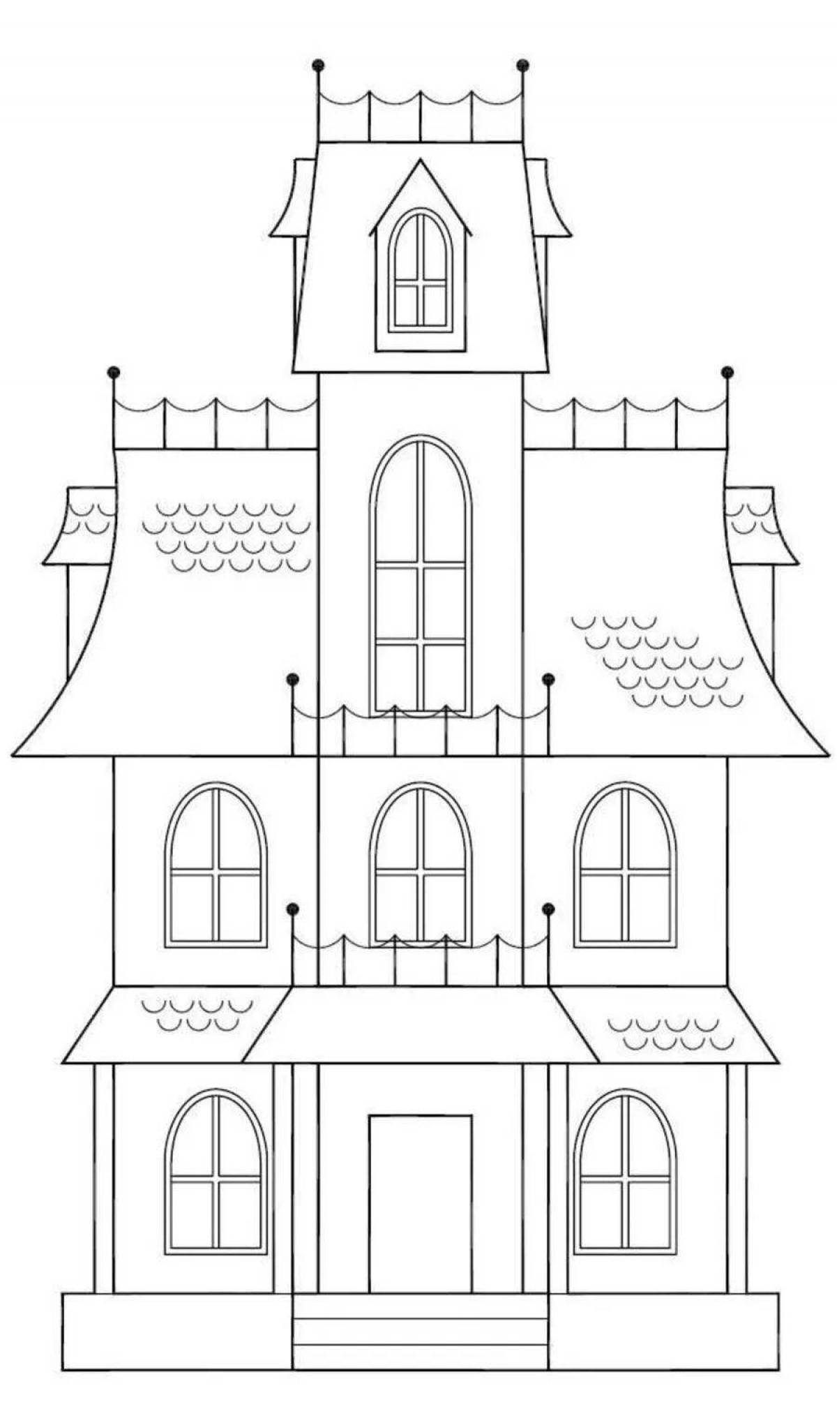 Cute paper house coloring page