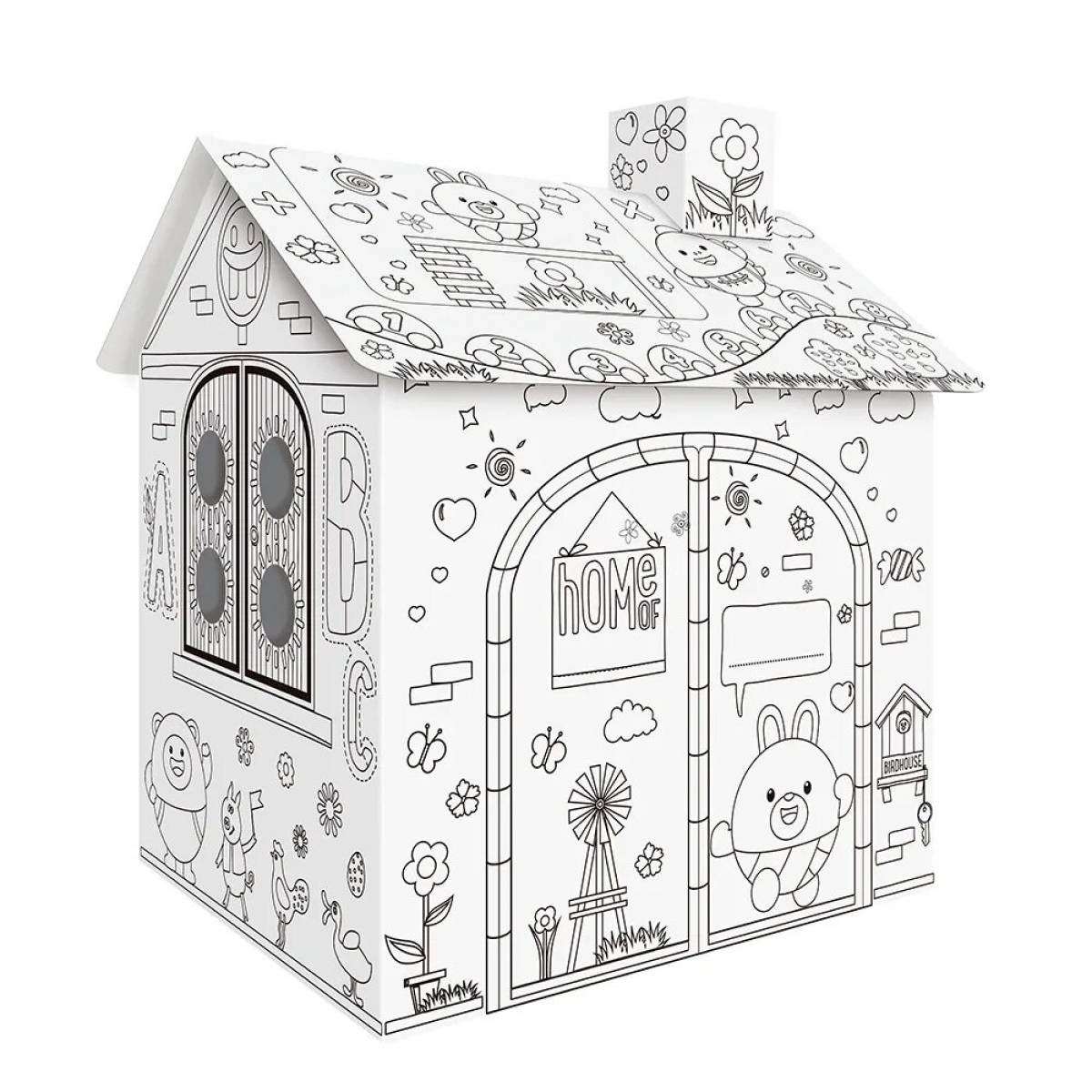 Fun coloring paper house