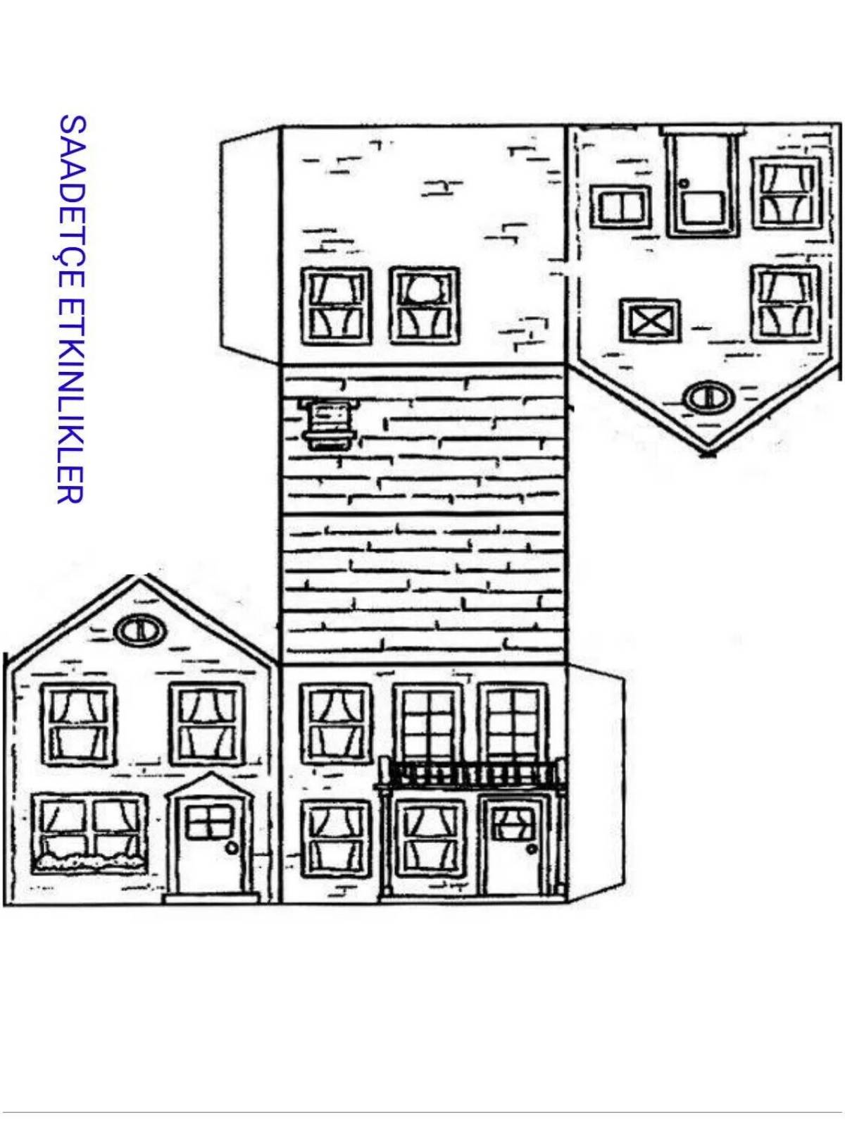 Fine paper house coloring page