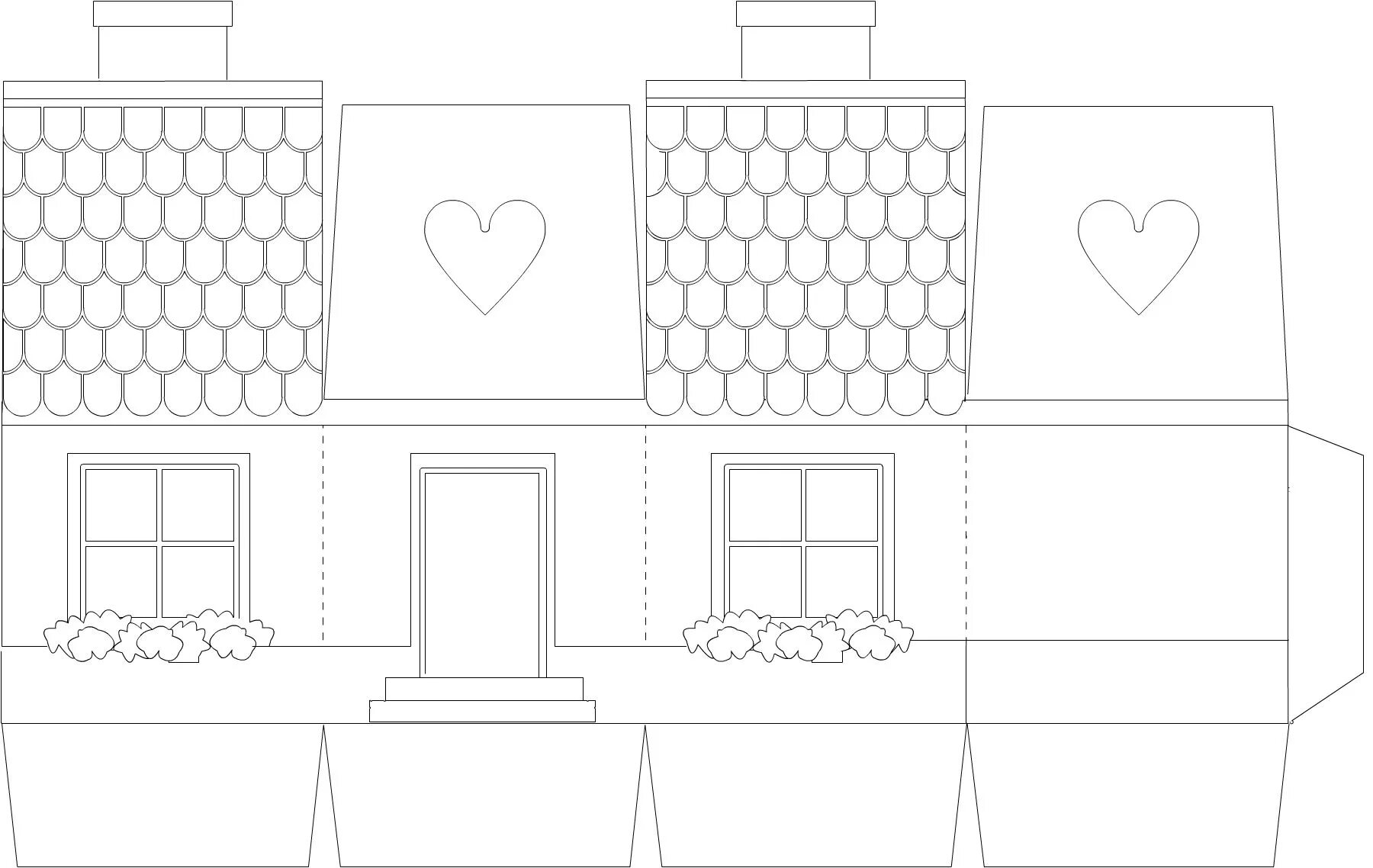 Stylish paper house coloring page