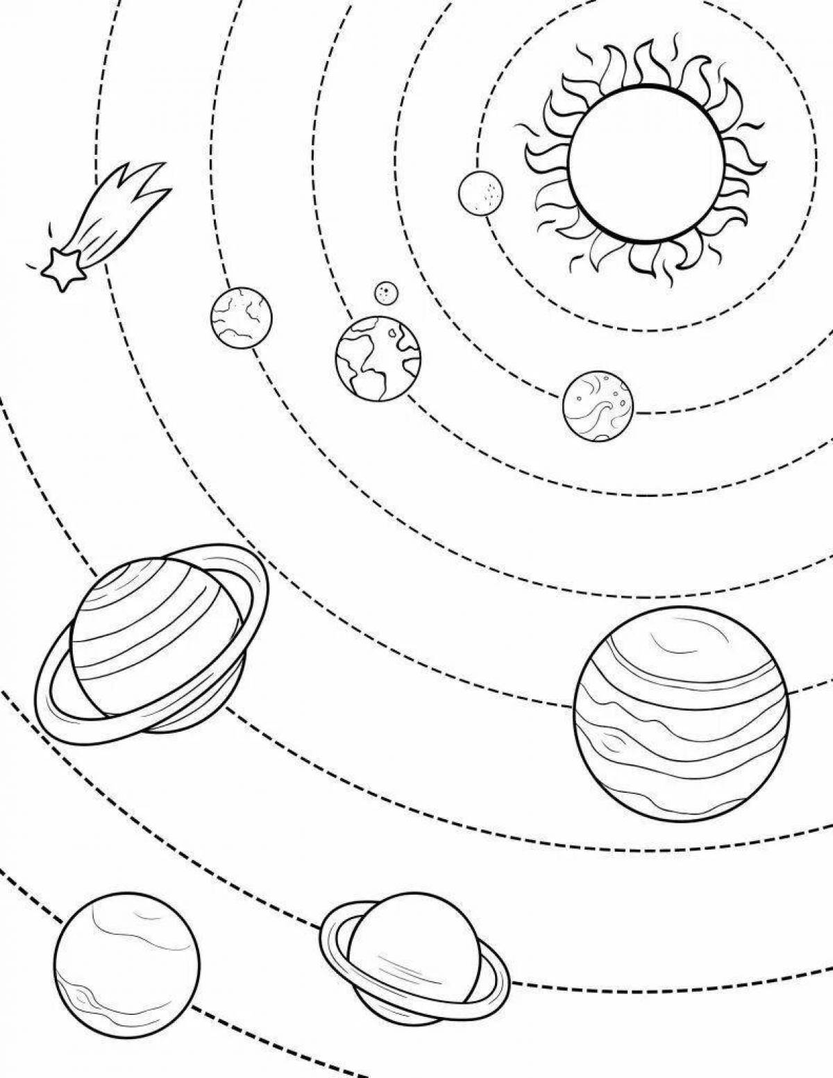 Luminous planets coloring pages space