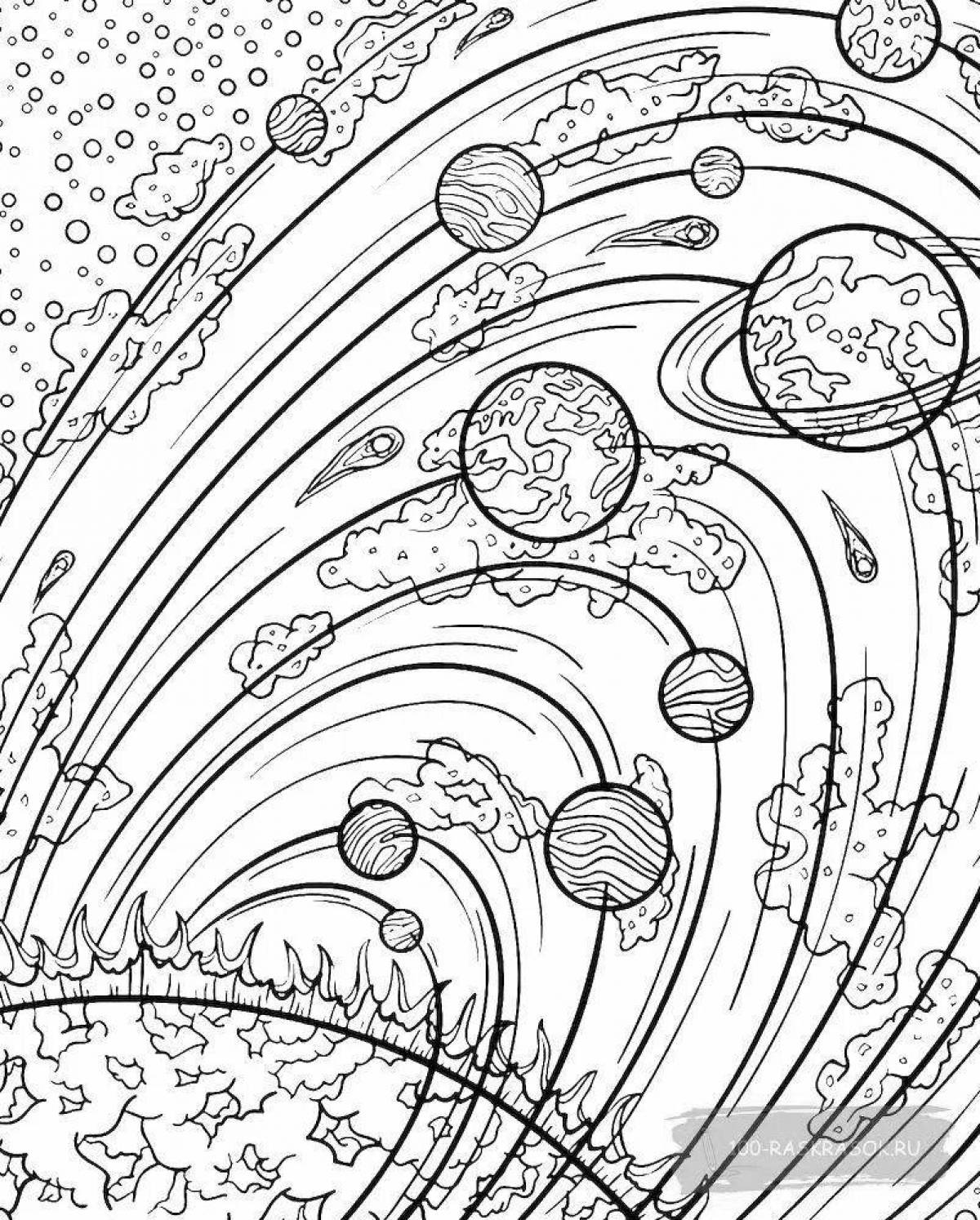 Glitter coloring planet space