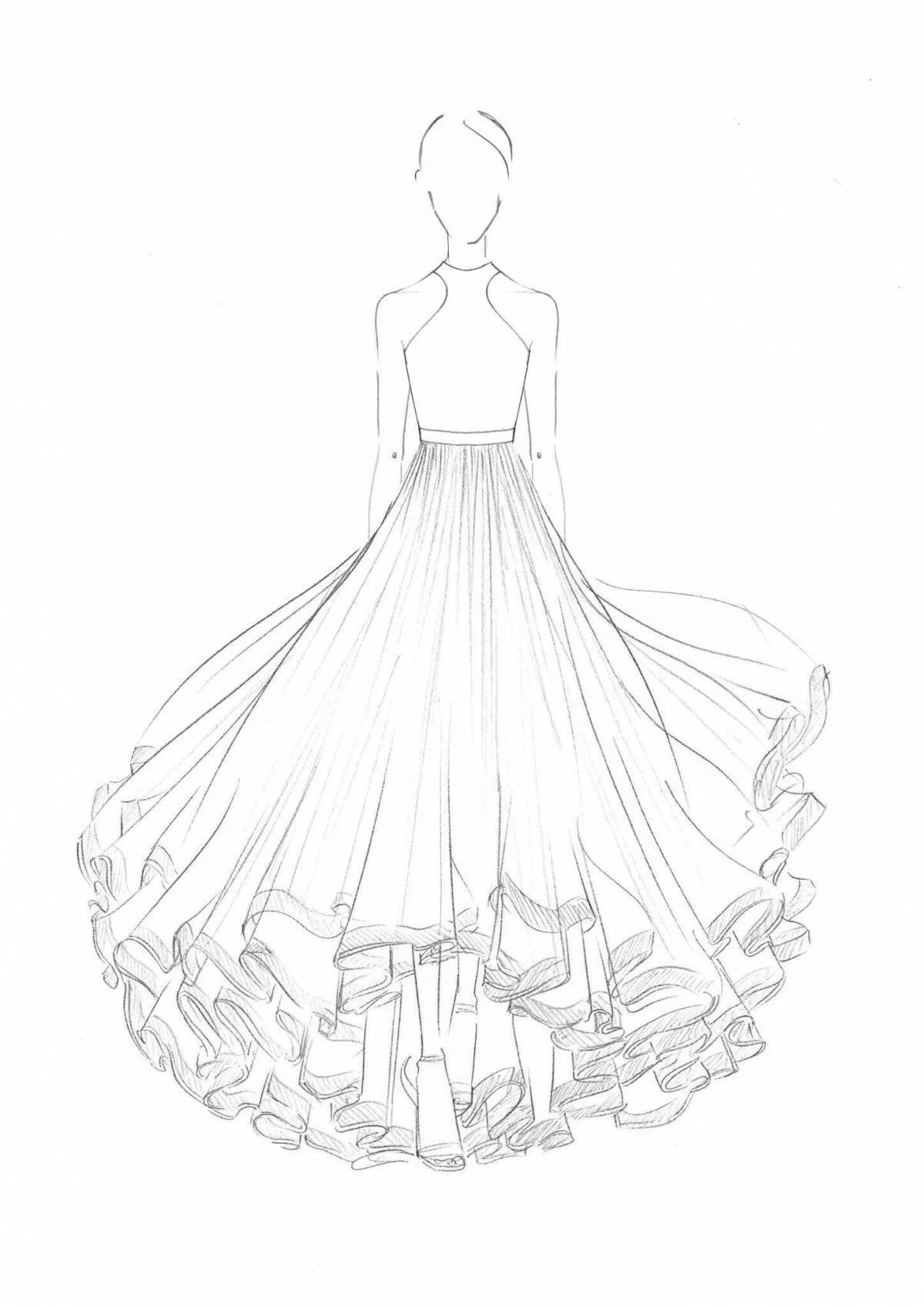Coloring page amazing puffy dress