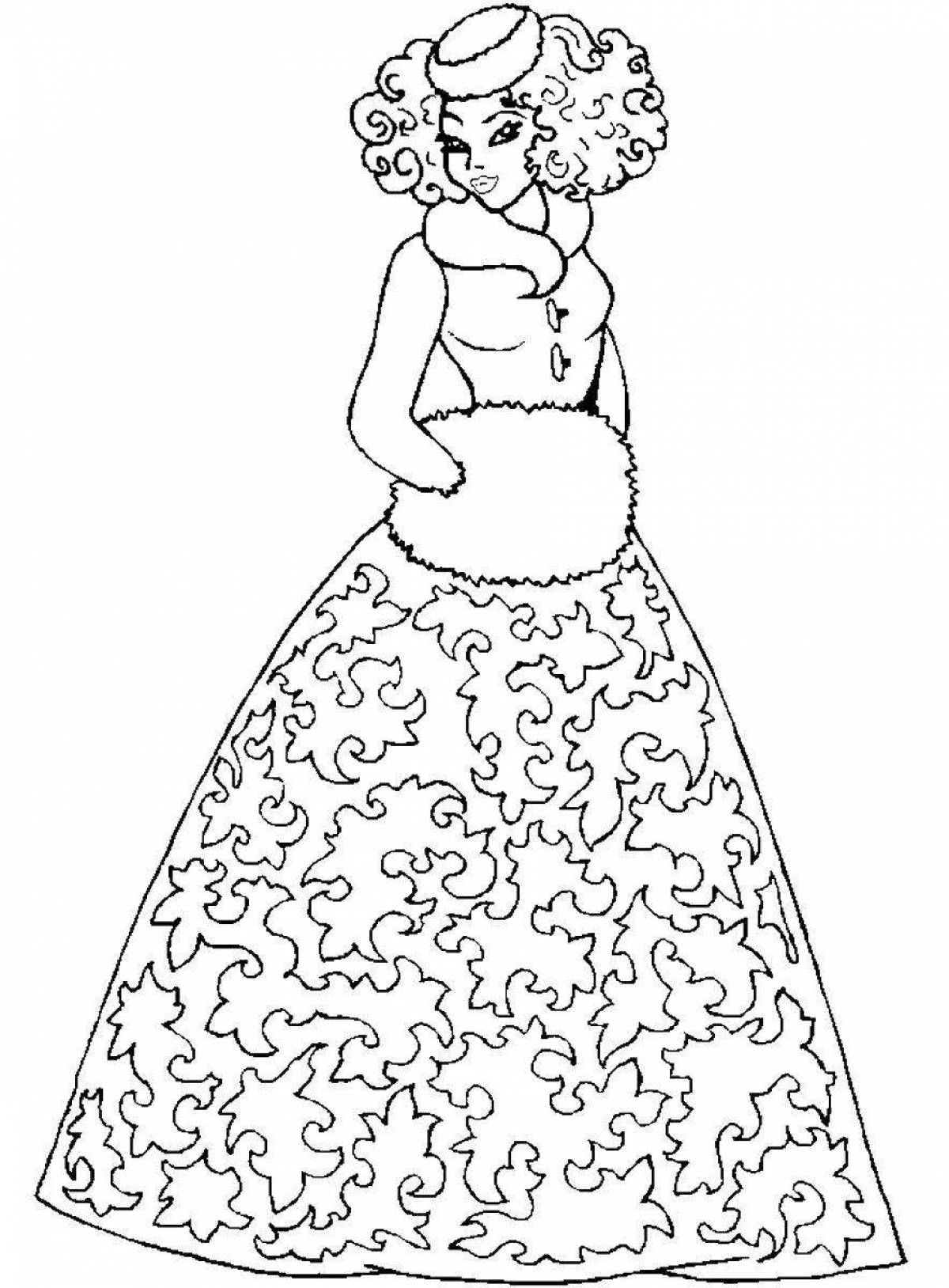 Fancy puffy dress coloring page