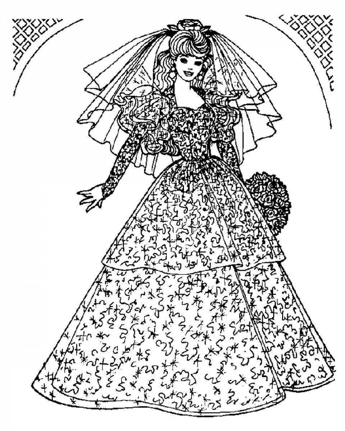 Coloring page vivacious puffy dress