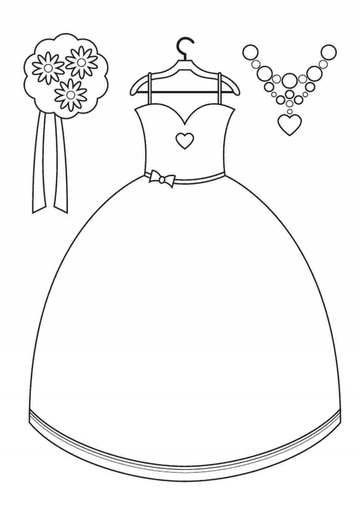 Coloring page exotic puffy dress