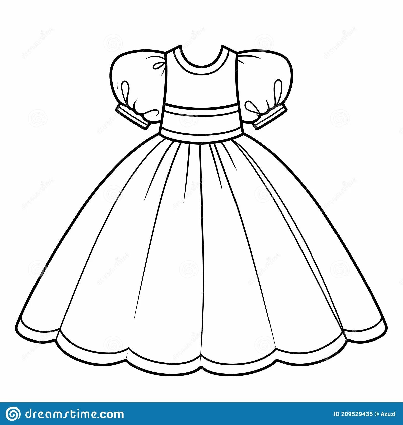 Coloring page luxury puffy dress