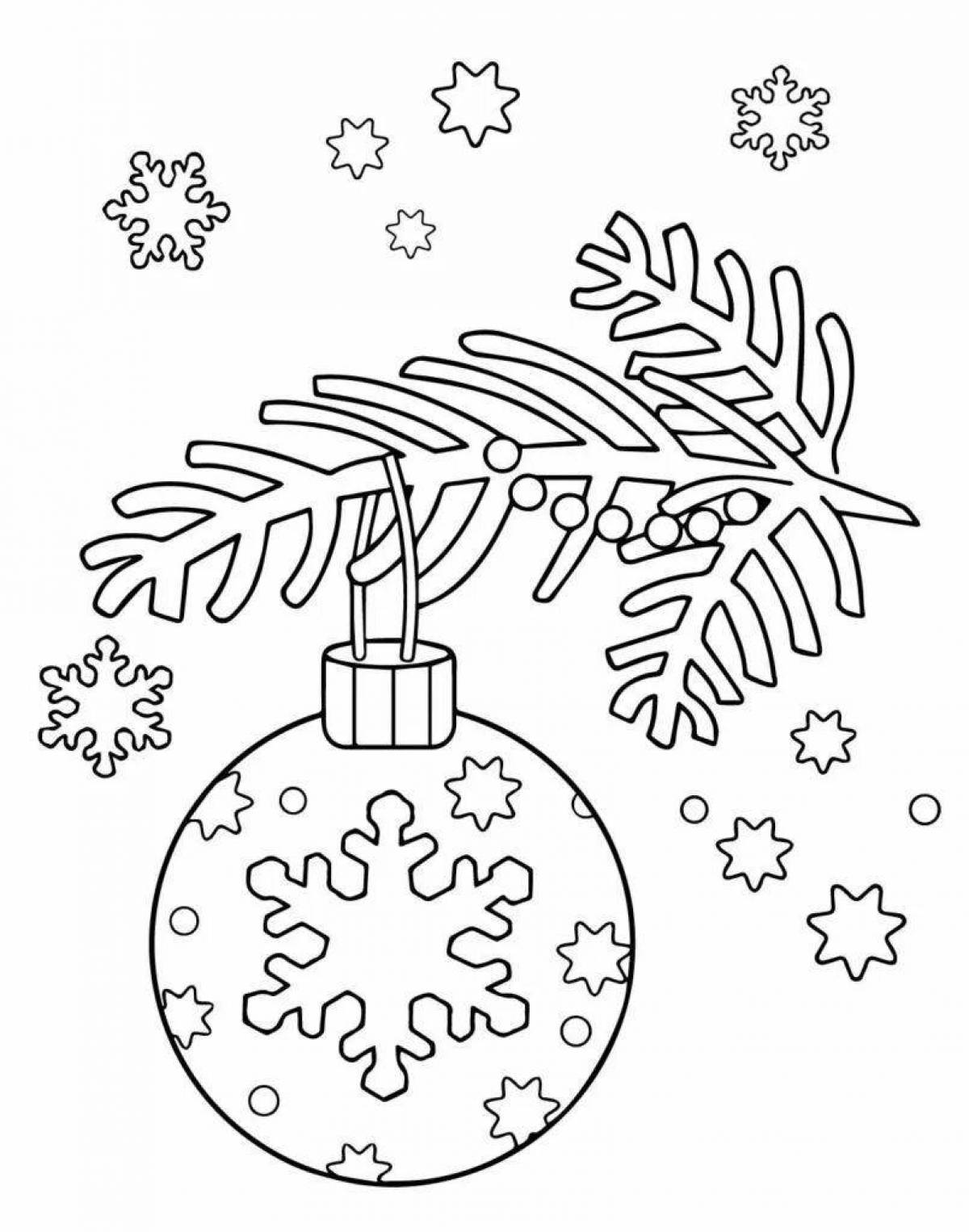 Holiday coloring Christmas tree branch