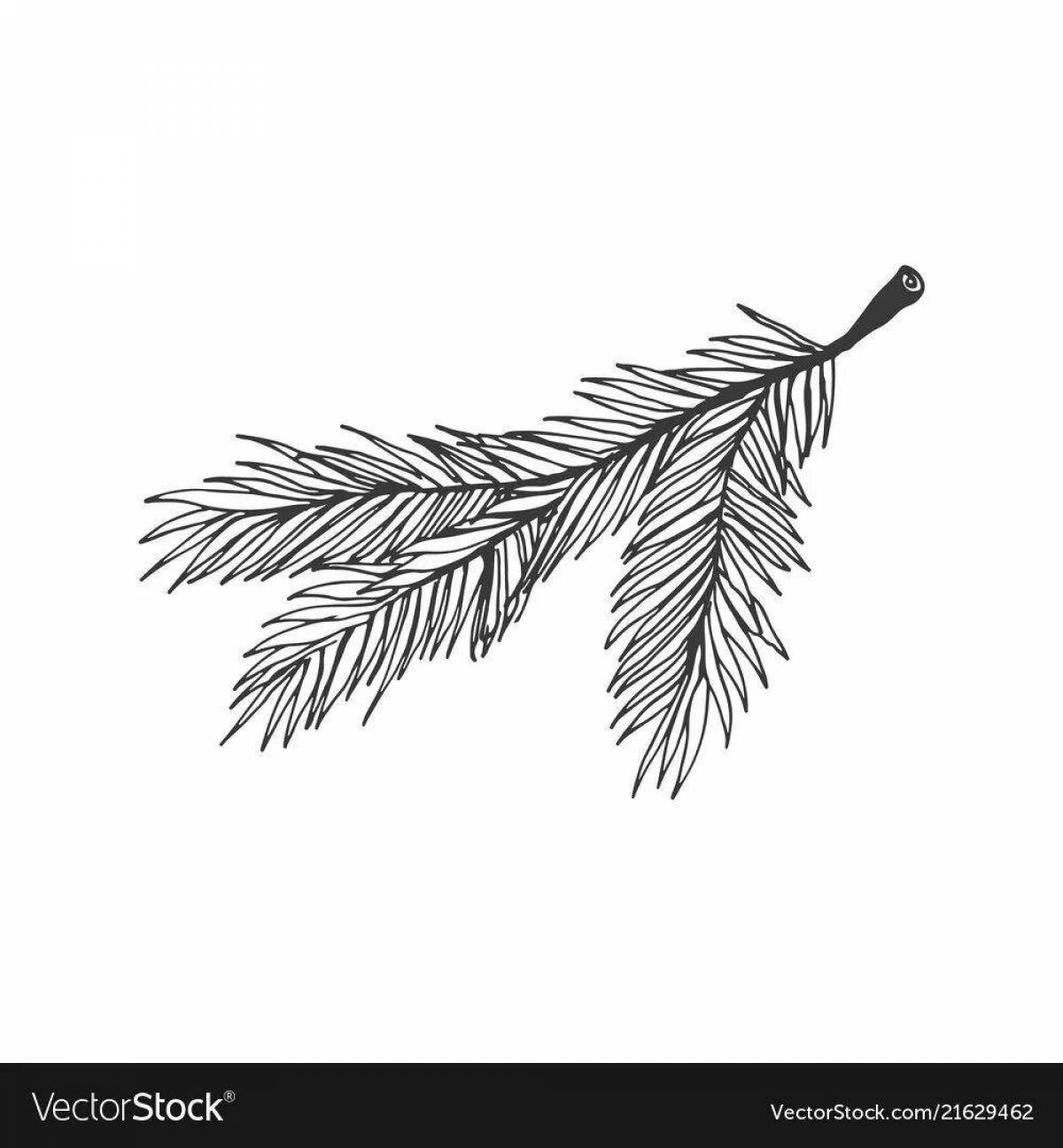 Photo Decorated coloring Christmas tree branch