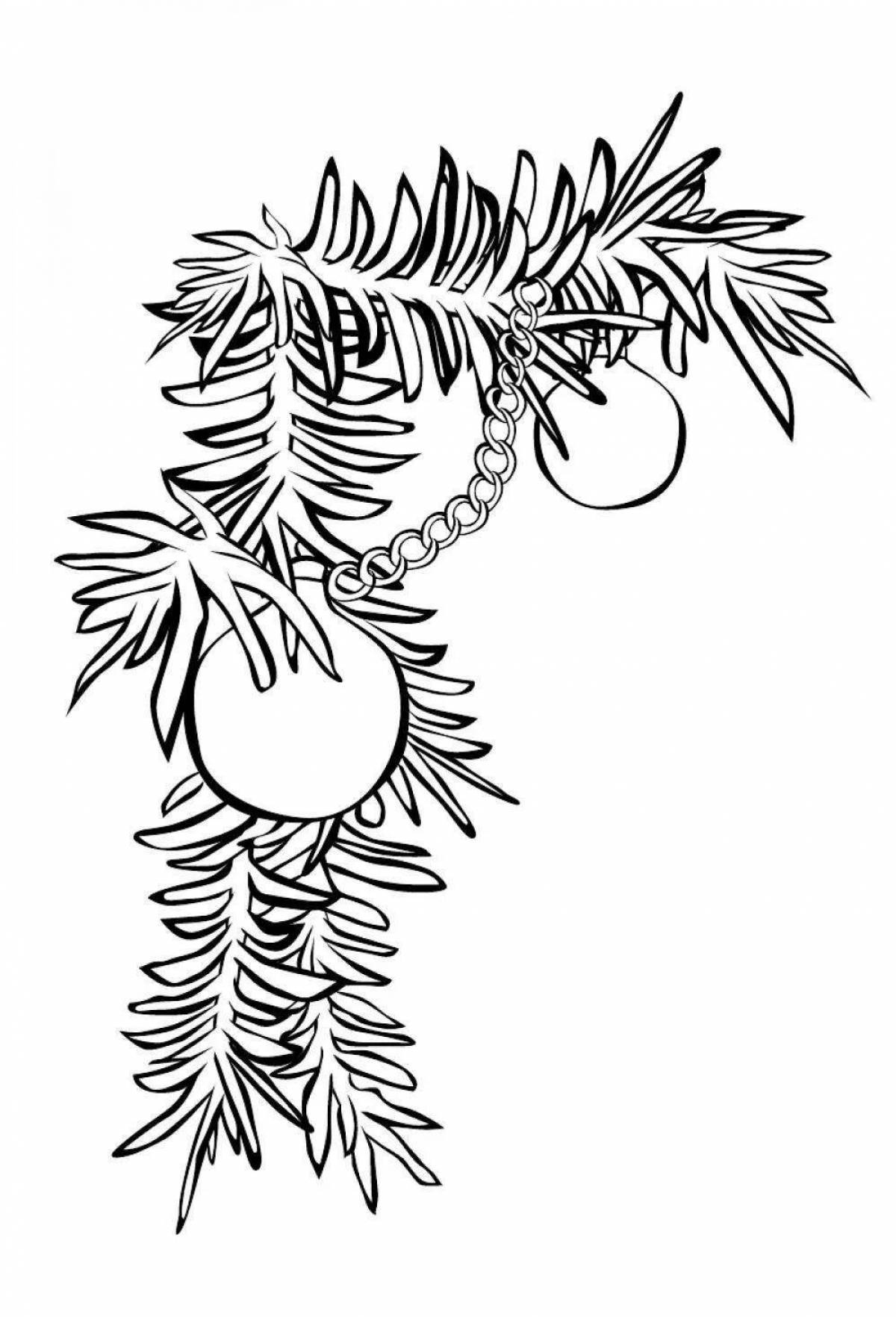 Восхитительная раскраска ветка рождественской елки