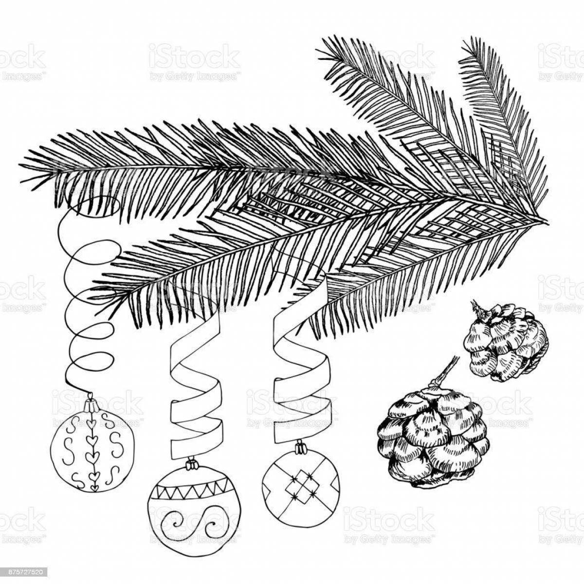 Photo Fancy coloring christmas tree branch