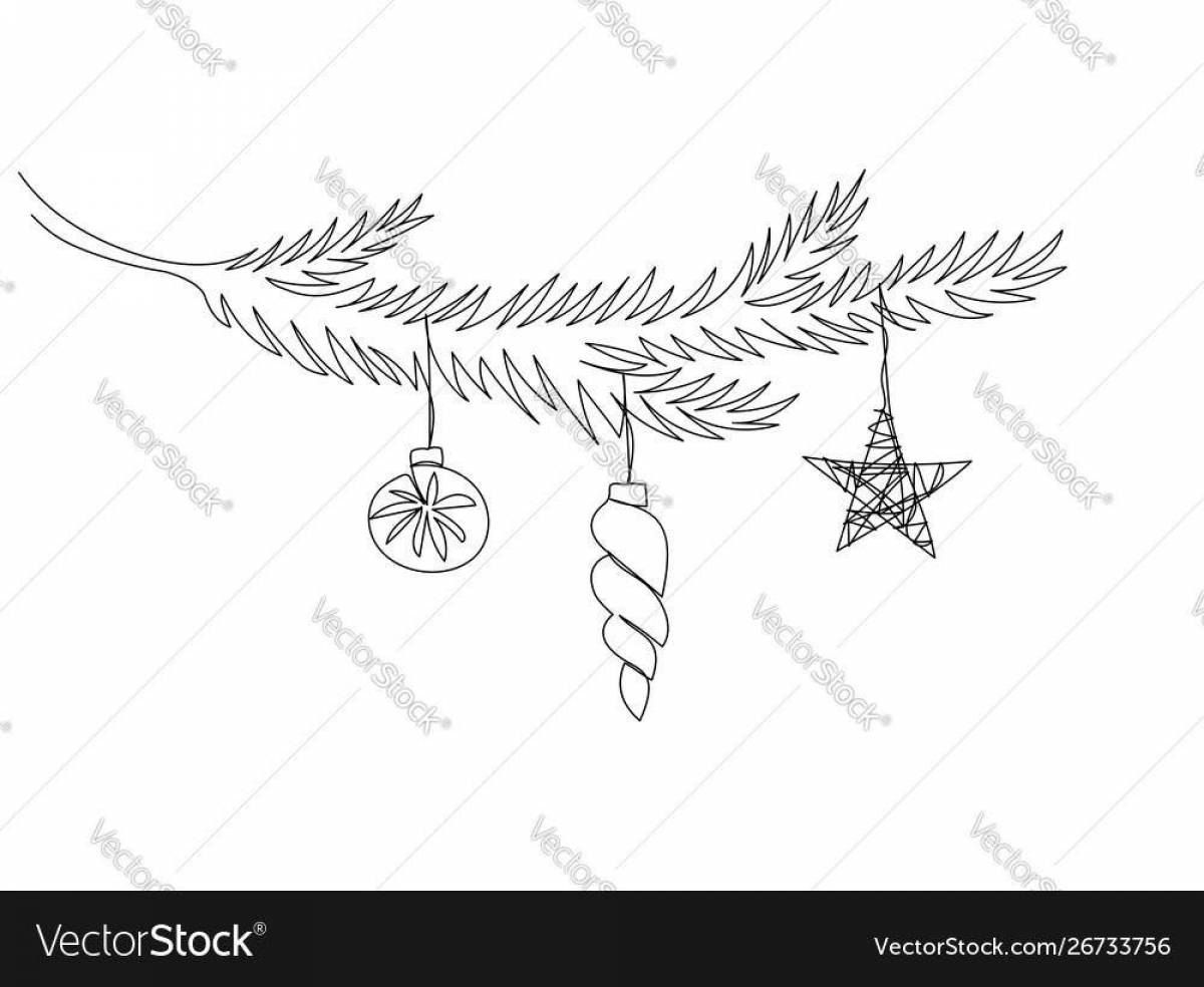 Photo Rampant coloring Christmas tree branch