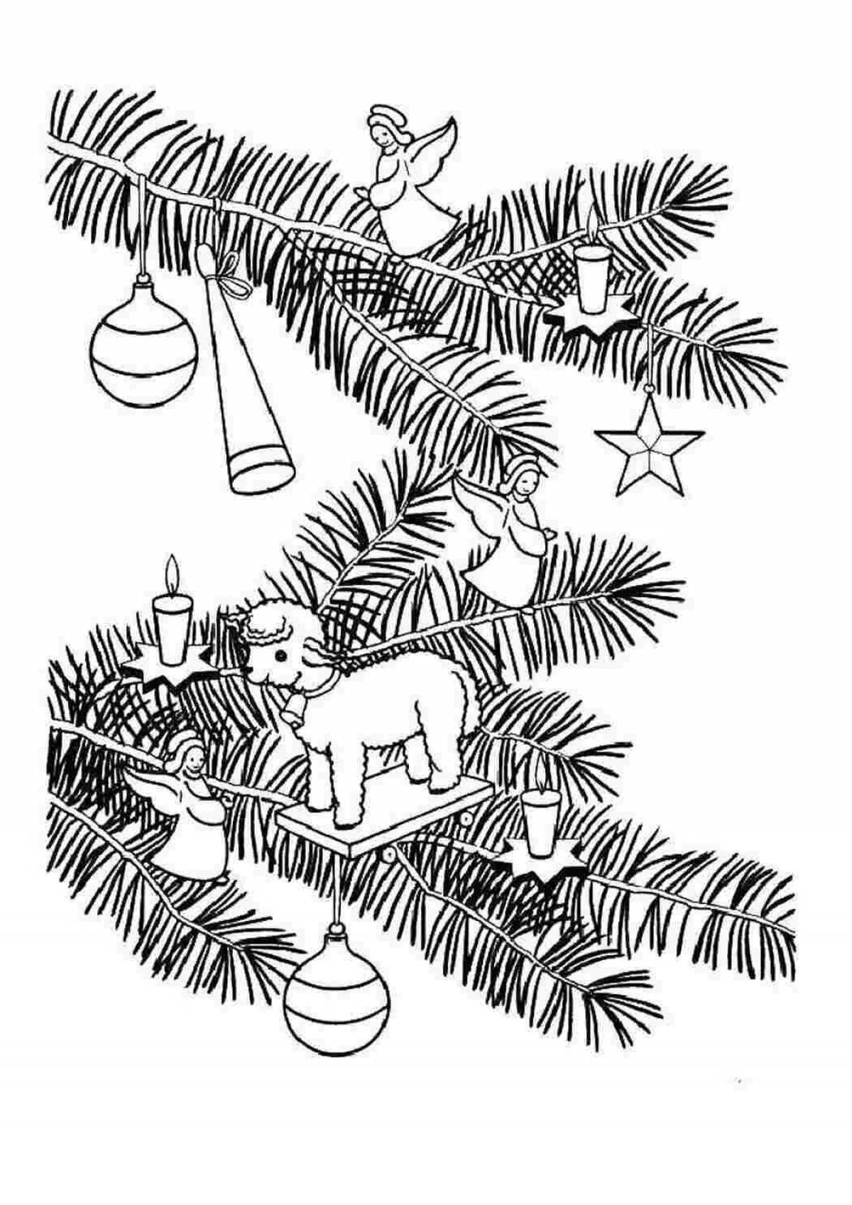 Великодушная раскраска ветка рождественской елки