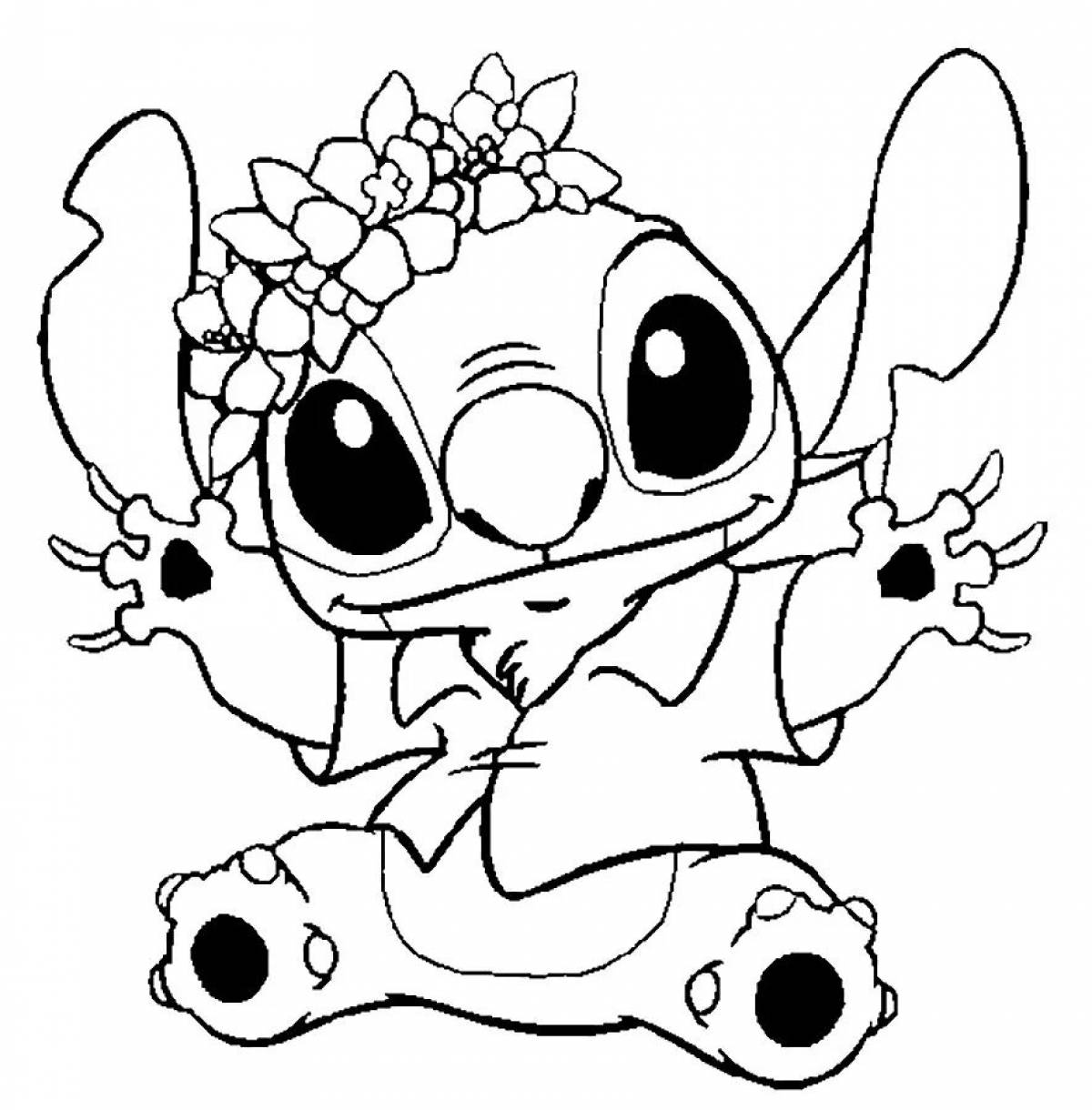 Peace coloring cute stitch