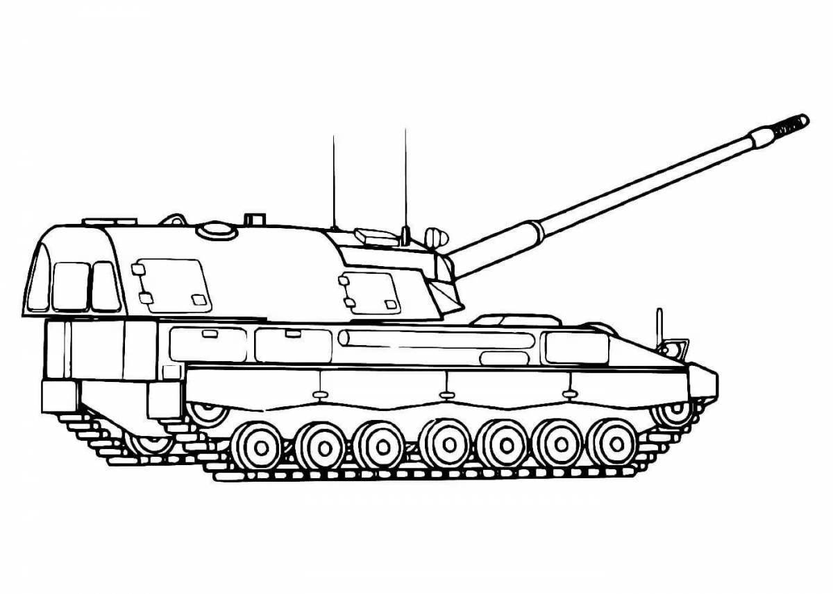 Intricate tank coloring page