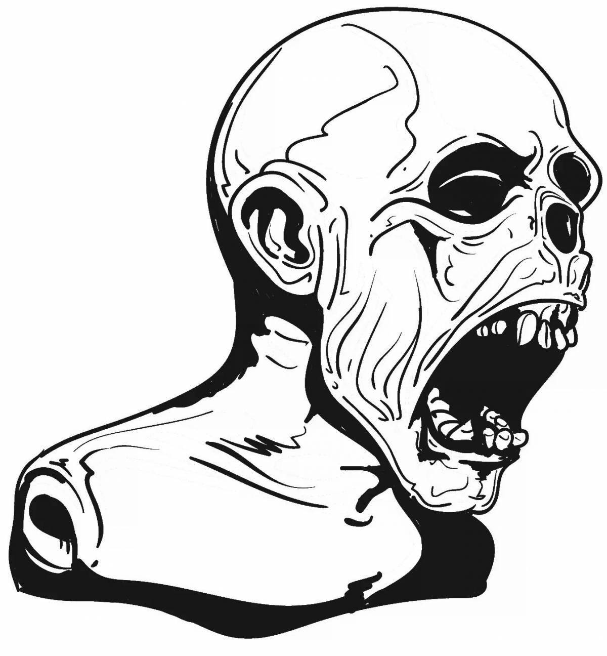 Creepy scary face coloring page