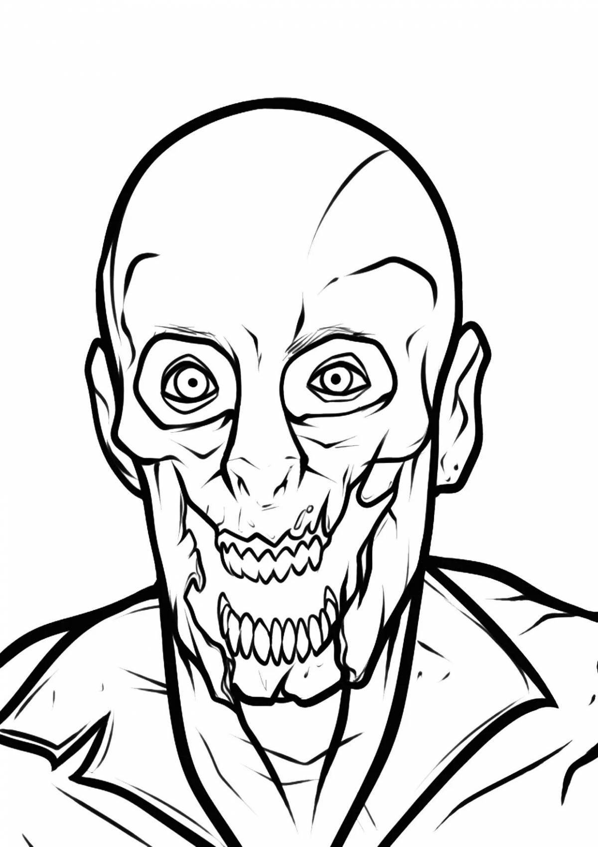 Cooling scary face coloring page