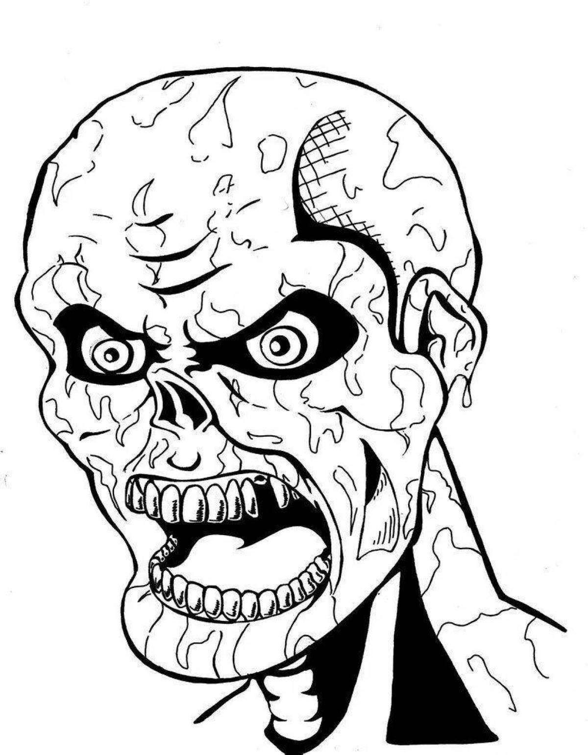 Spooky face coloring page