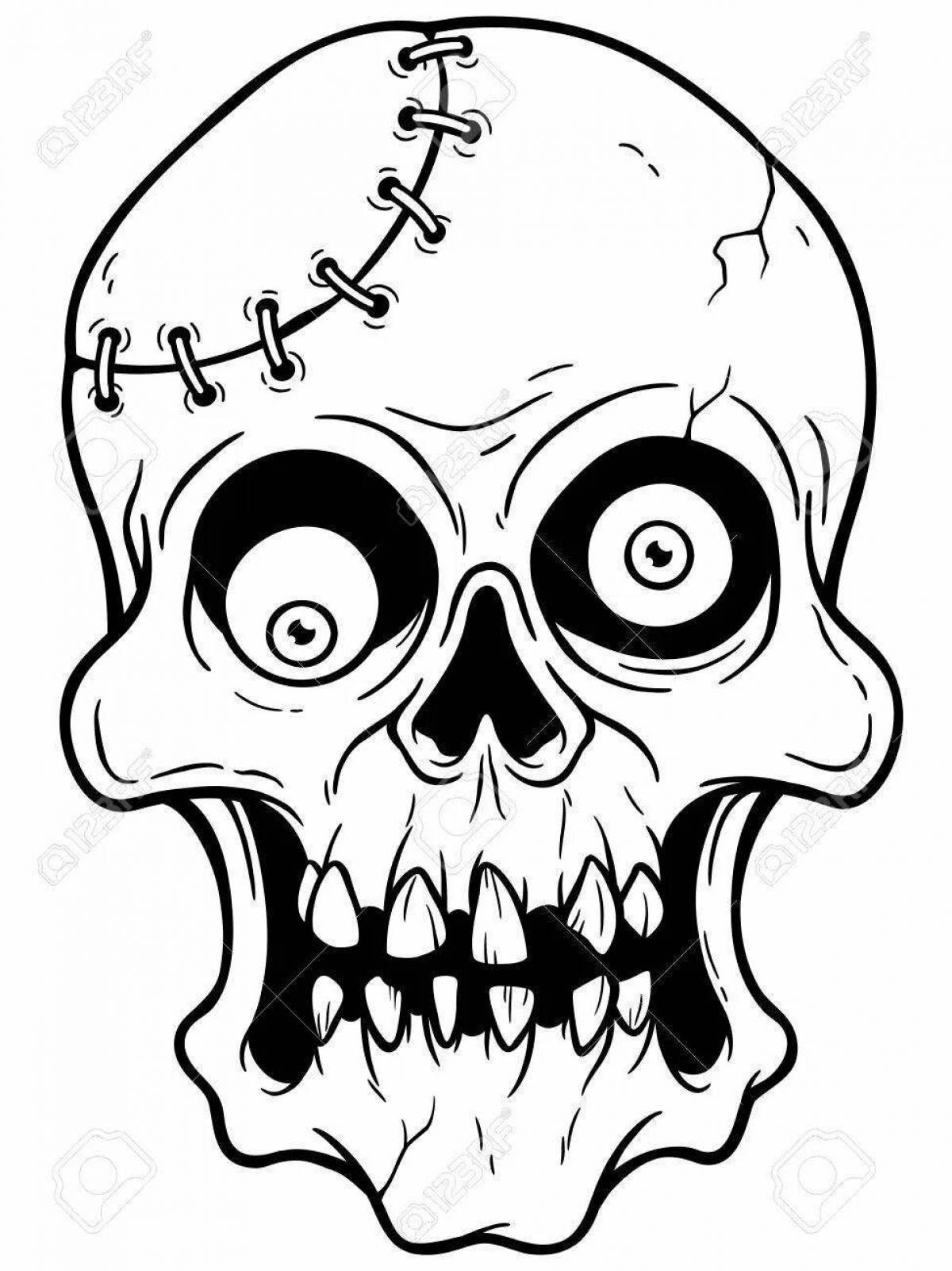 Ghoulish Scary Face Coloring Page