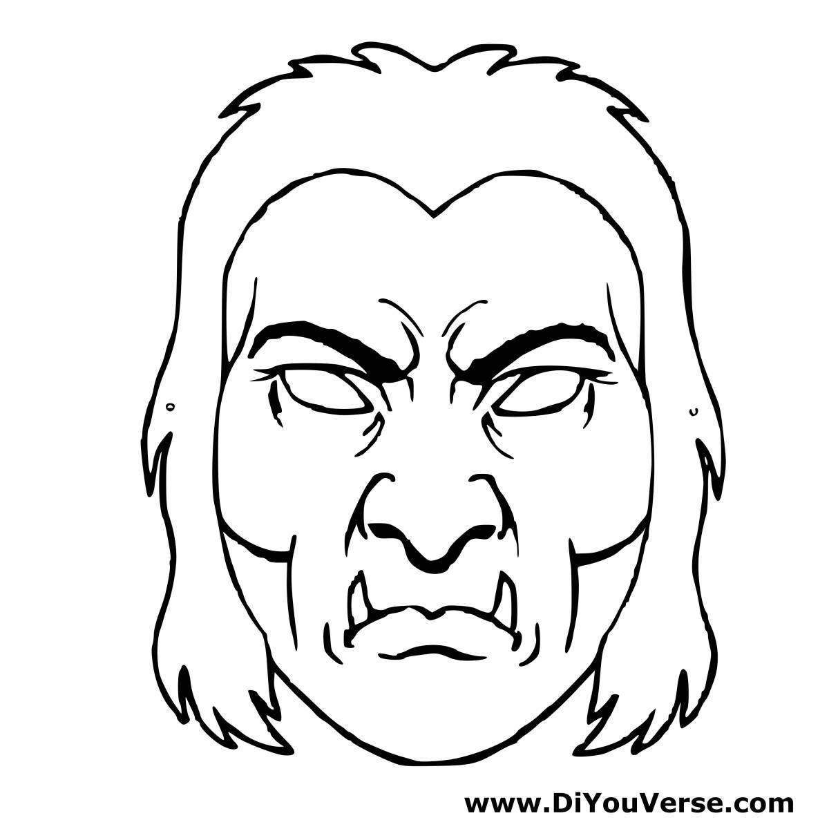 Repulsive scary face coloring page