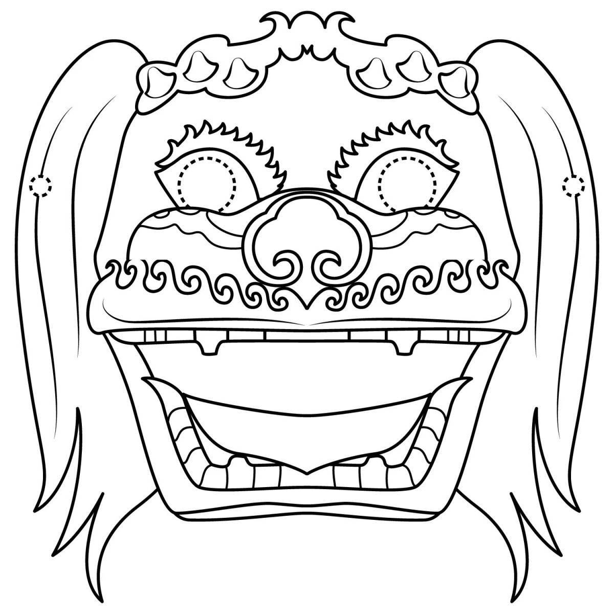 Grotesque scary face coloring page