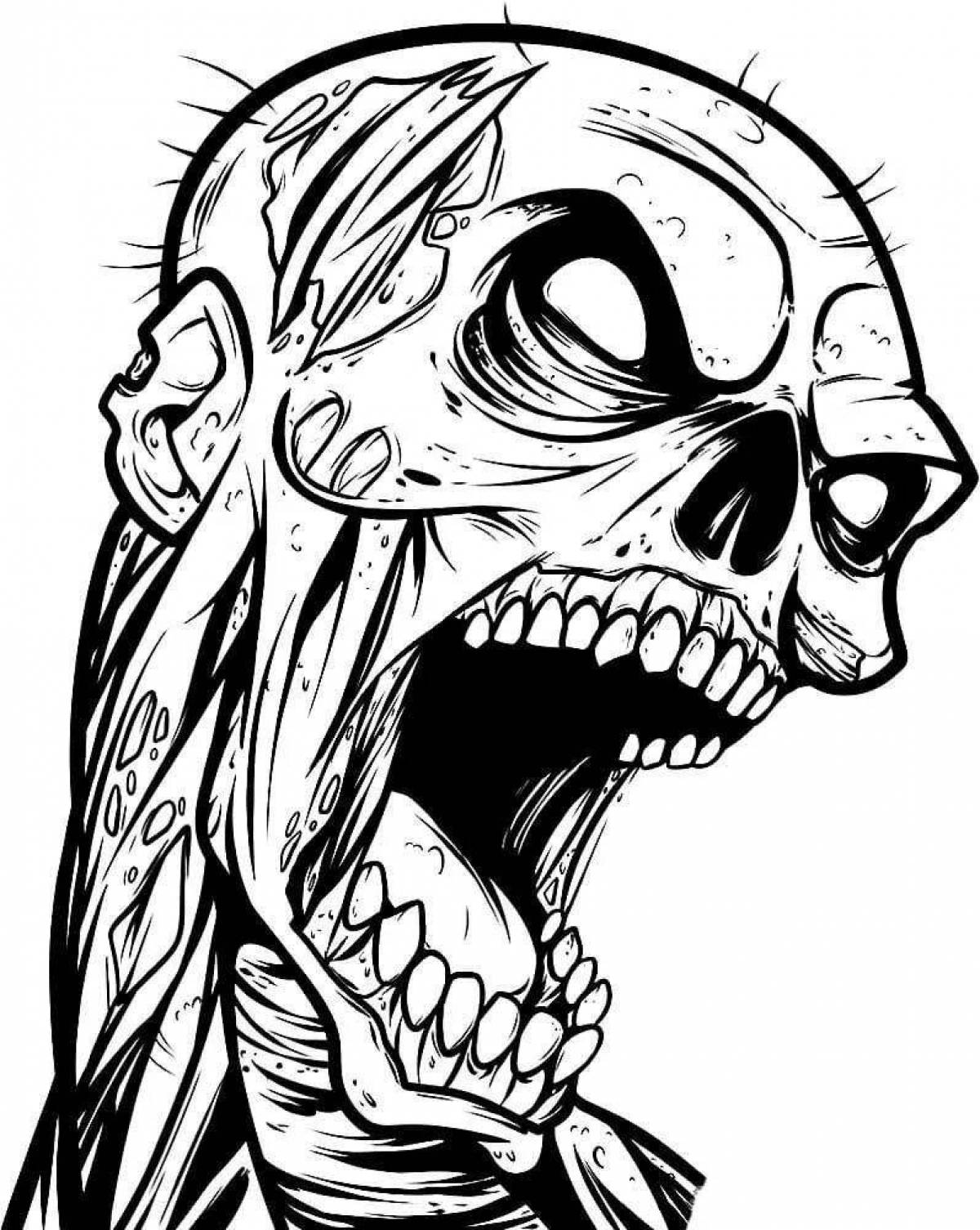 Grim scary face coloring page