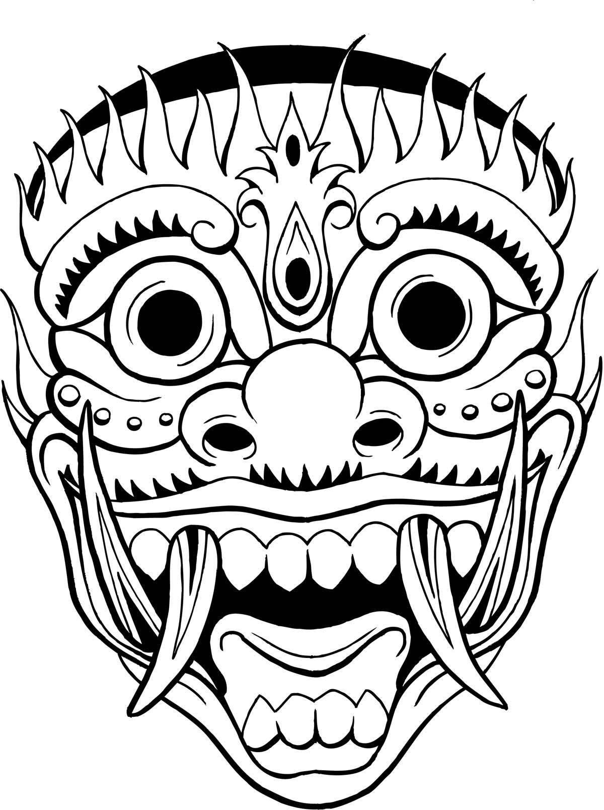 Horrible scary face coloring page