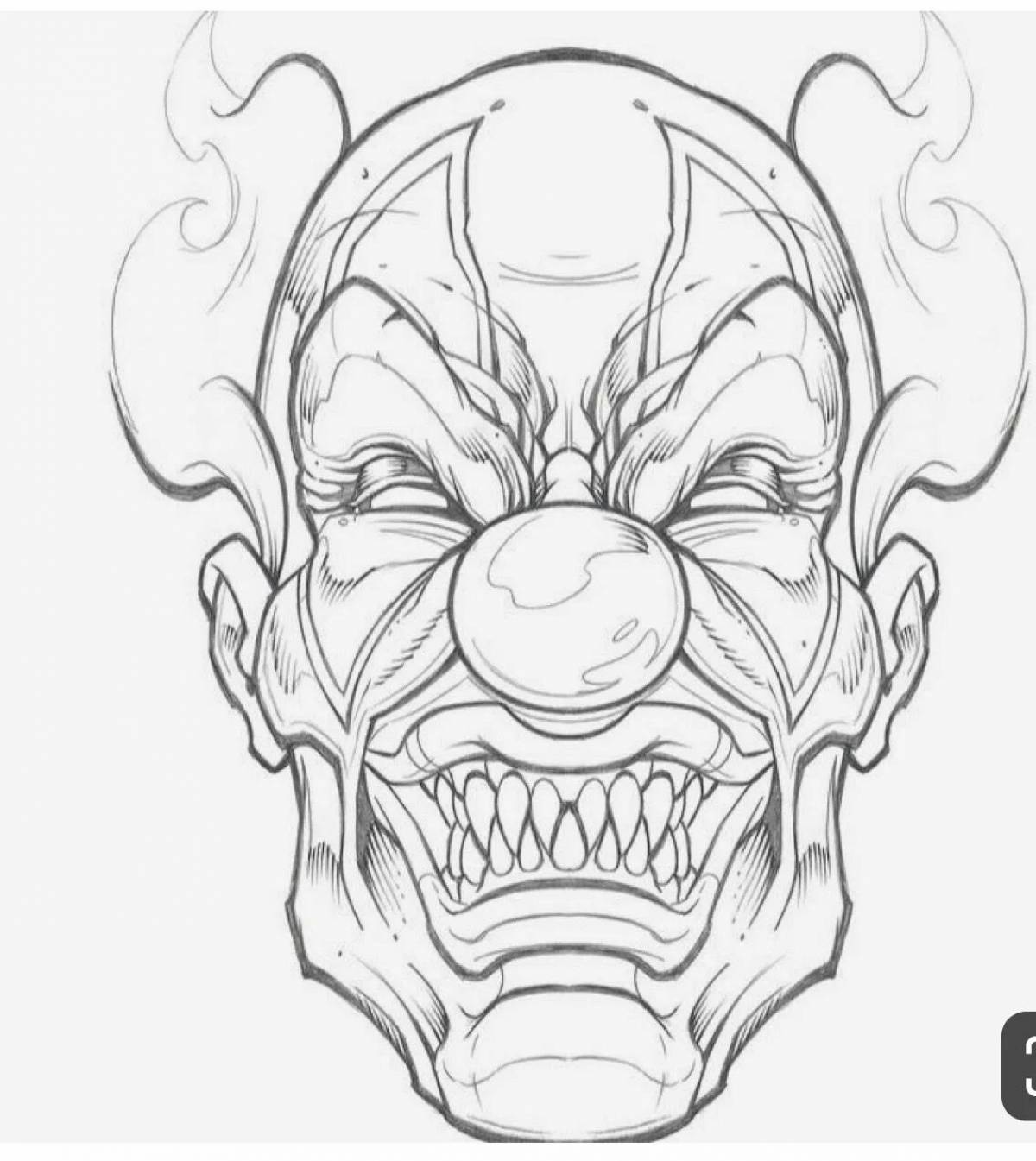 Incredible scary face coloring page
