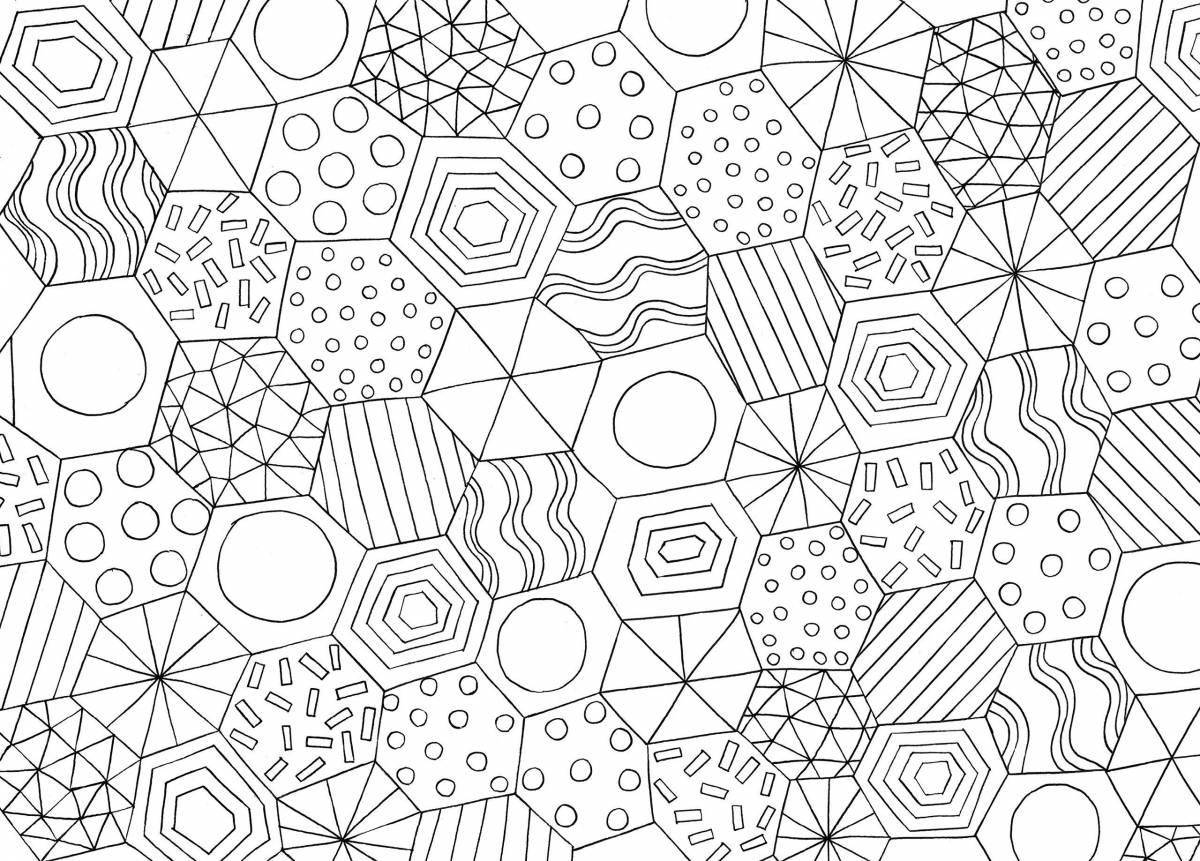Detailed anti-stress lines coloring page