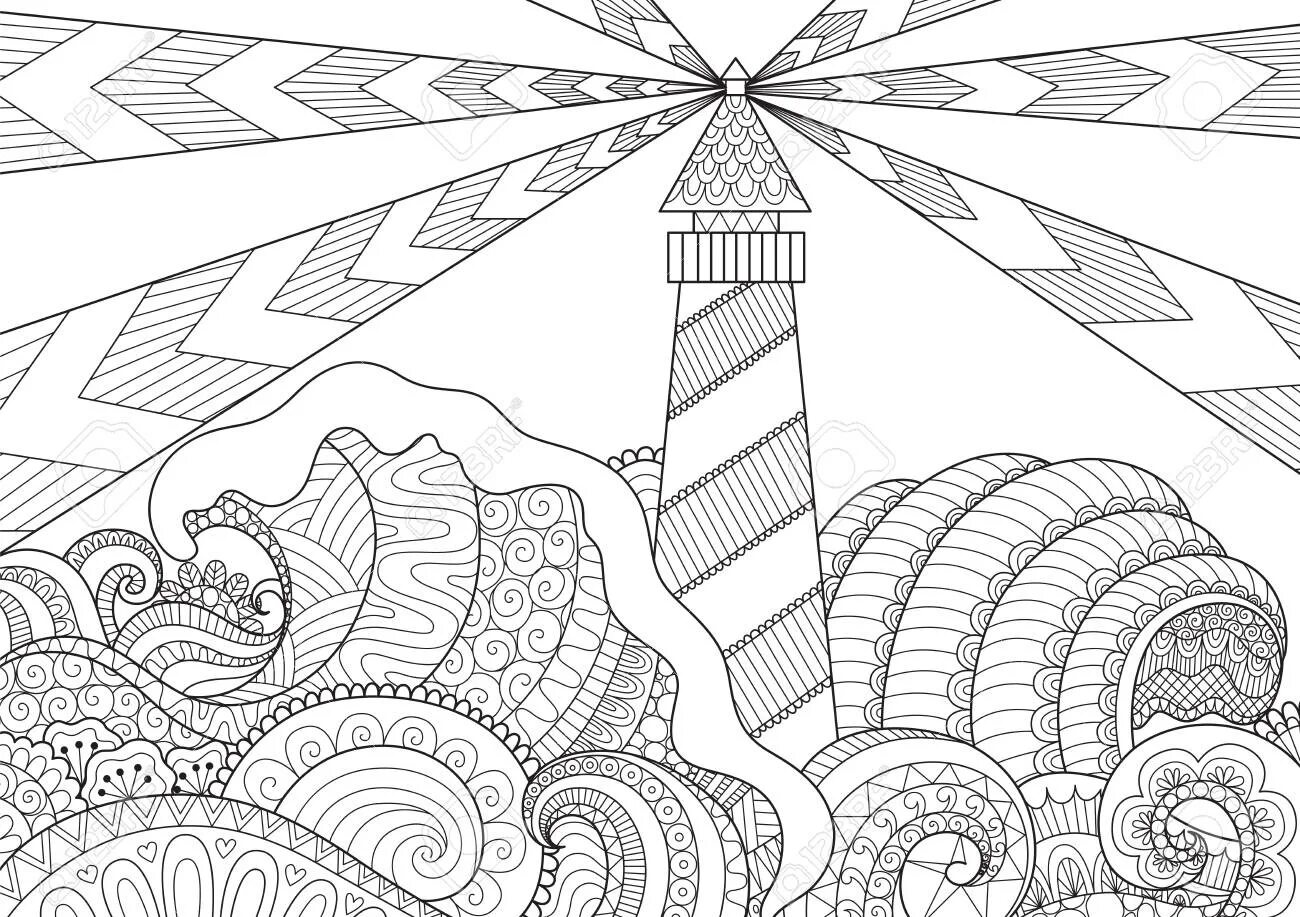 Attractive anti-stress coloring lines