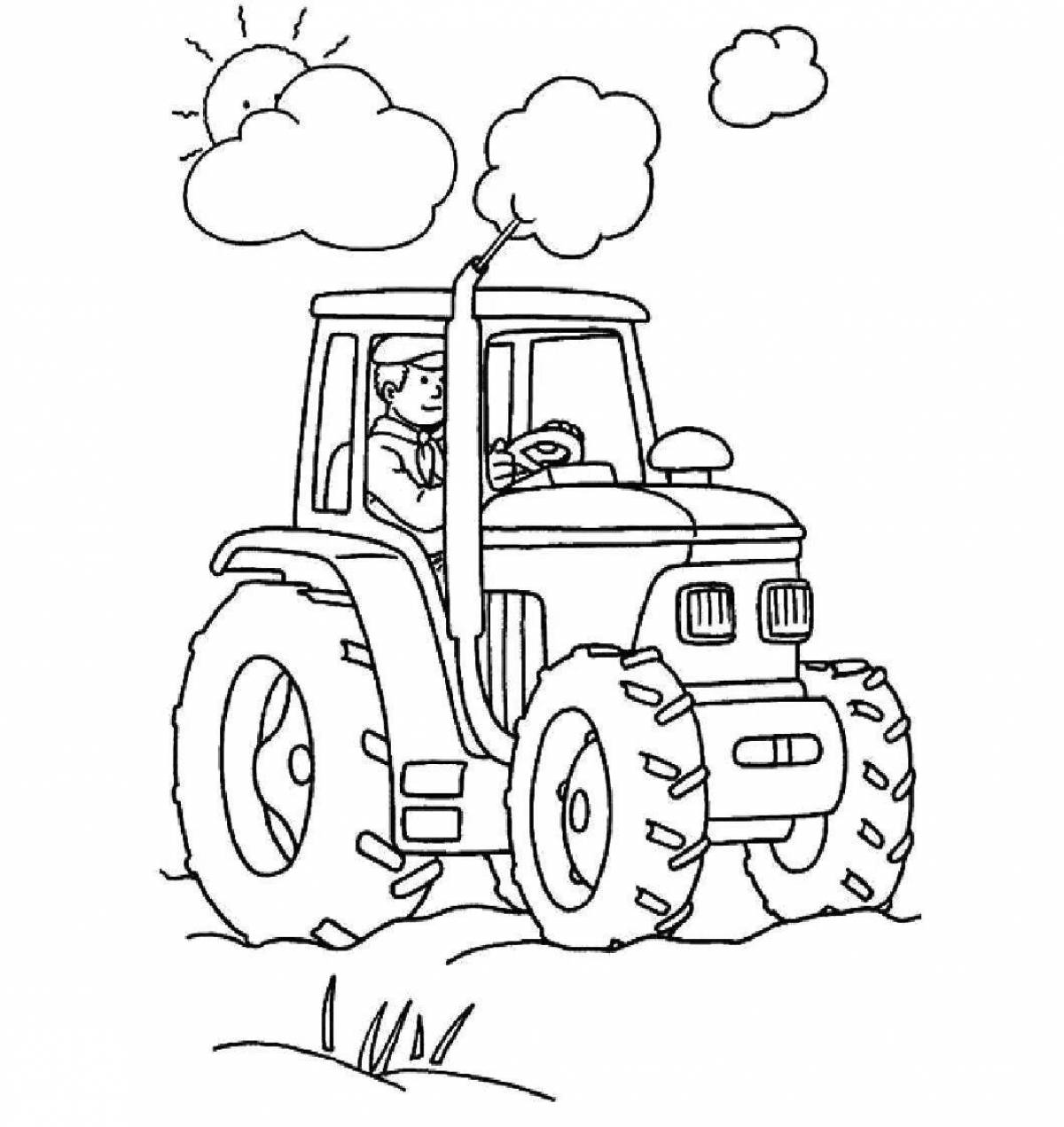 Bright tractor coloring page