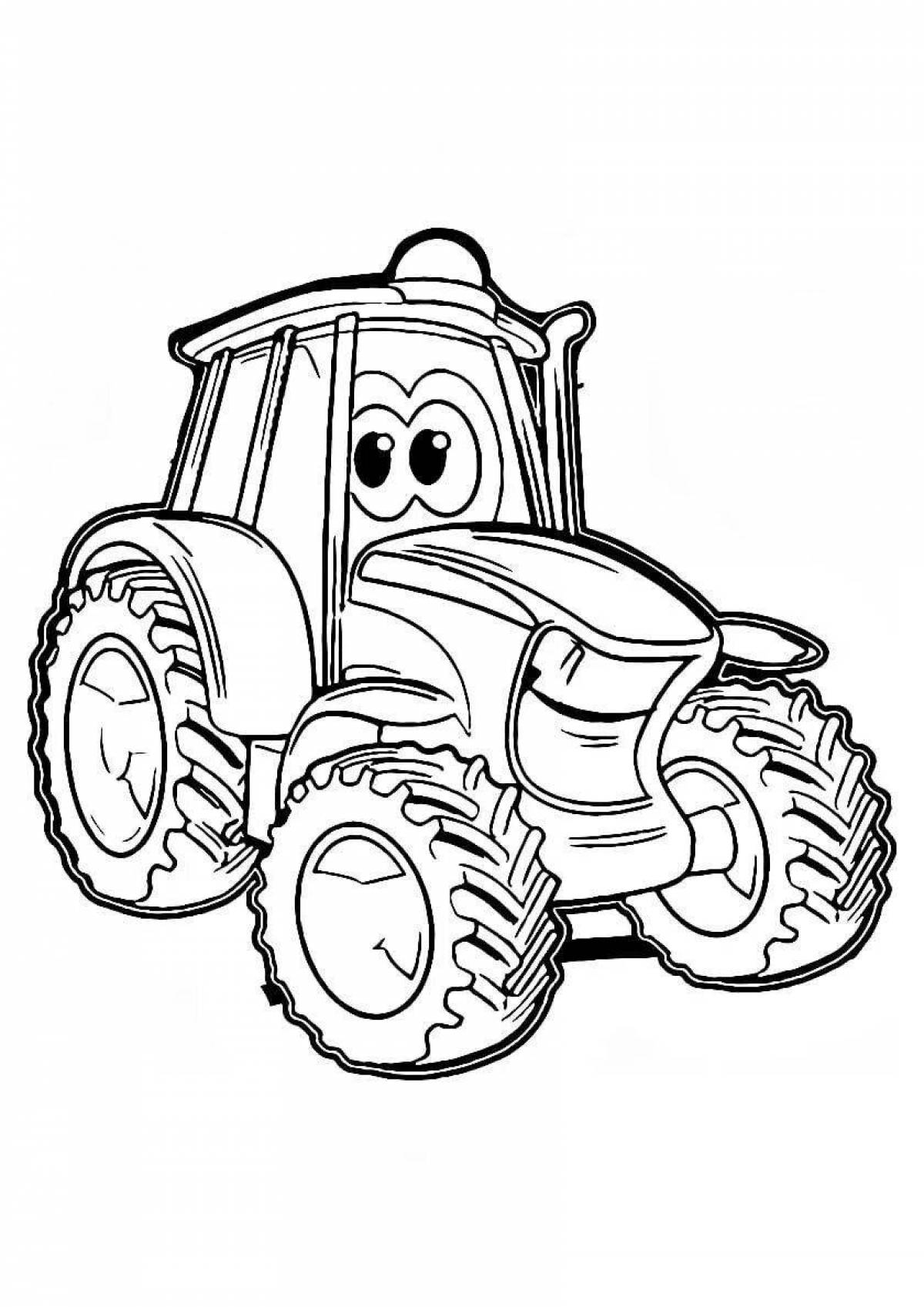 Уникальная страница раскраски трактора