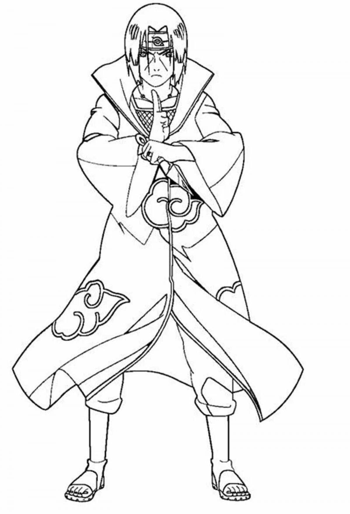 Playful itachi naruto coloring page