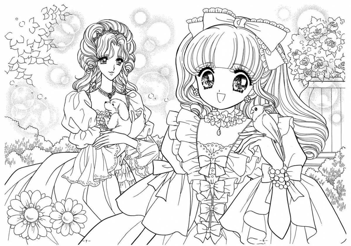 Elegant anime princess coloring book