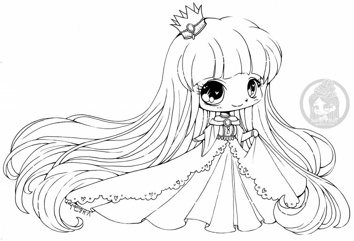 Delicate anime princess coloring book