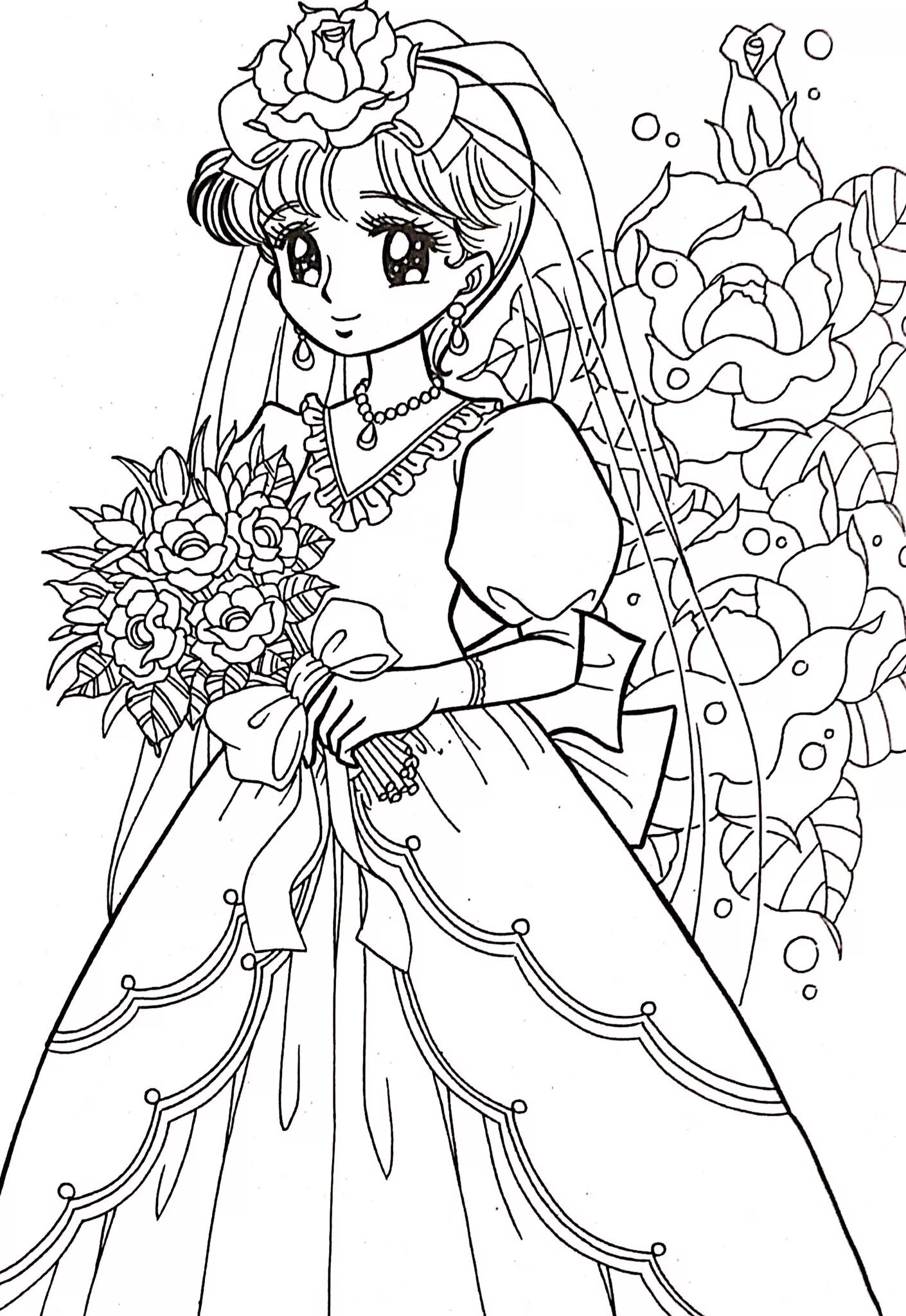 Charming coloring anime princess
