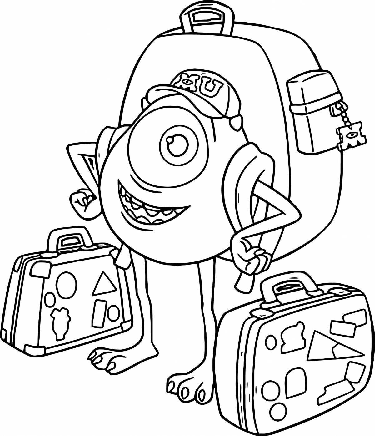 Grinning mike wazowski coloring page
