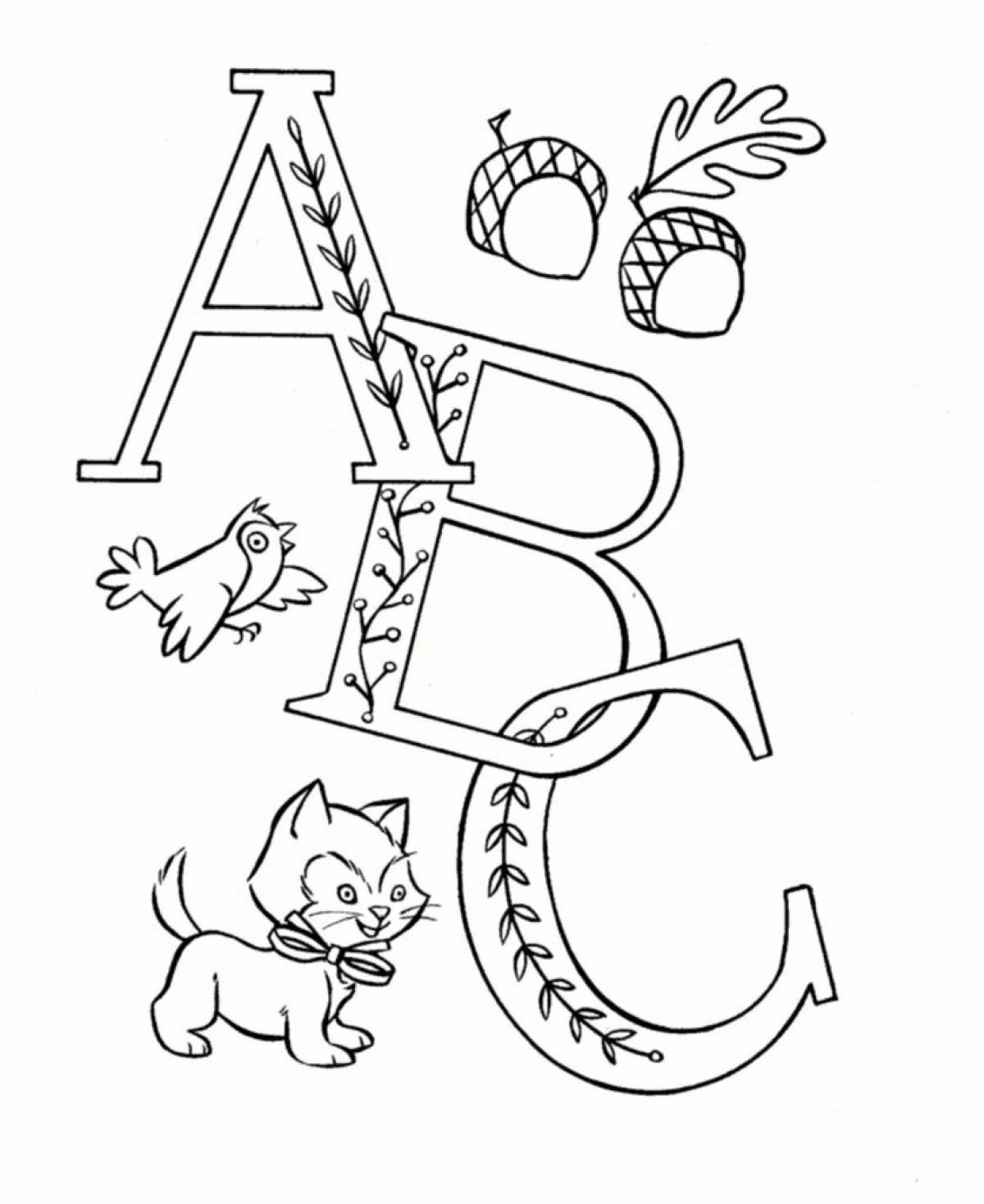 Обложка страницы раскраски «утонченный алфавит»