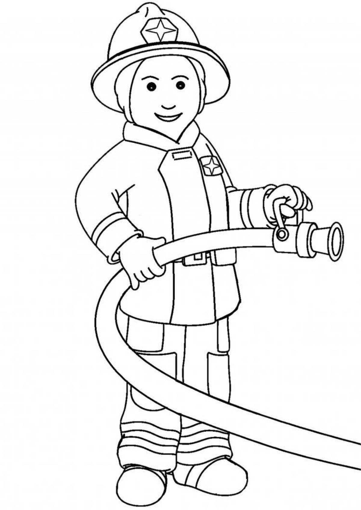 Раскраска для малышей профессии пожарник