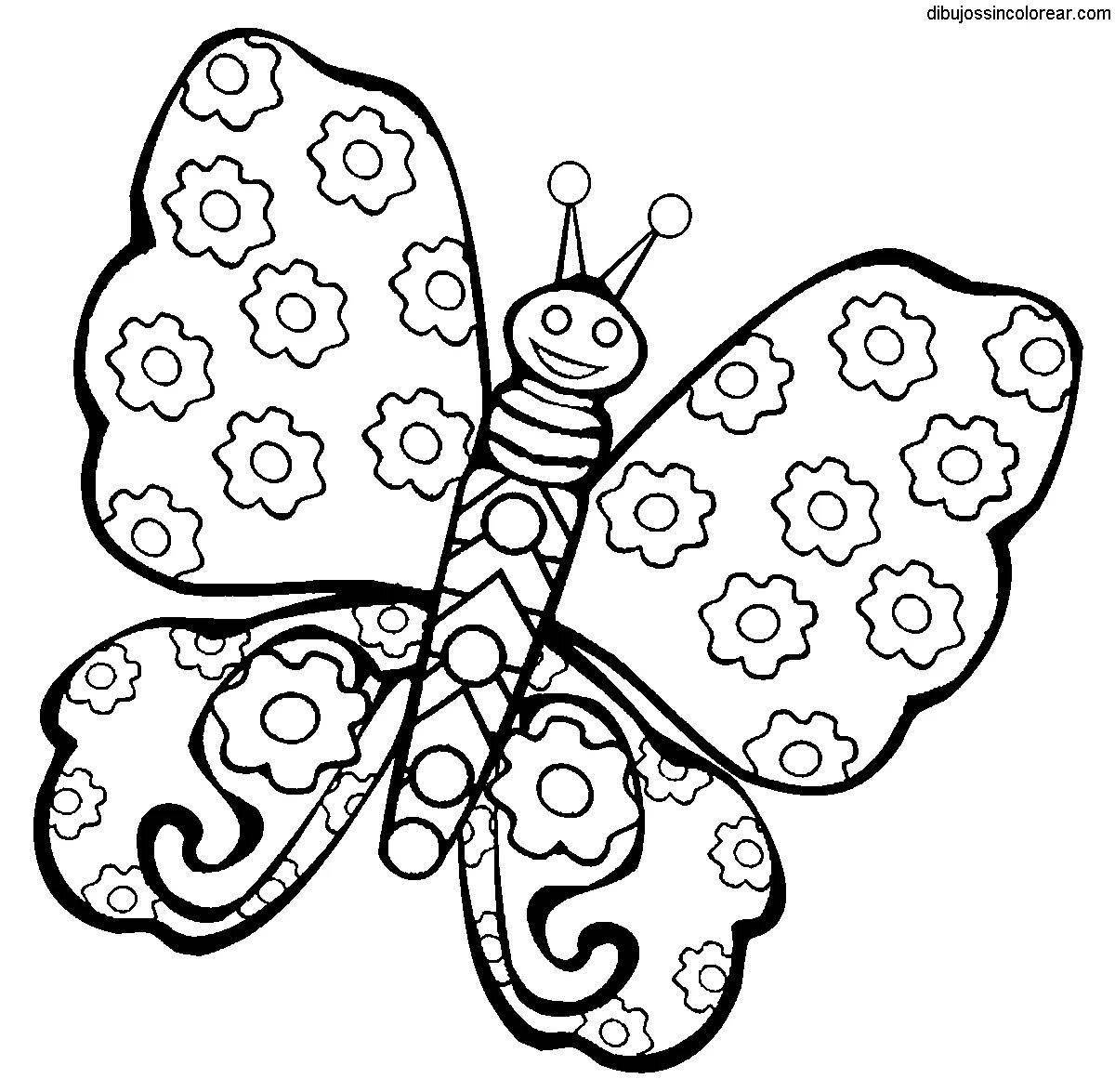 Яркая детская бабочка-раскраска