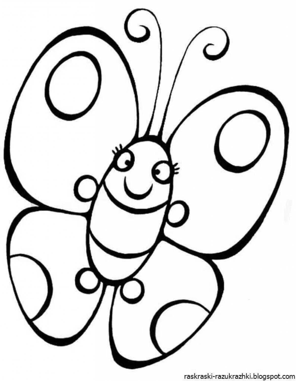 Буйная детская бабочка-раскраска