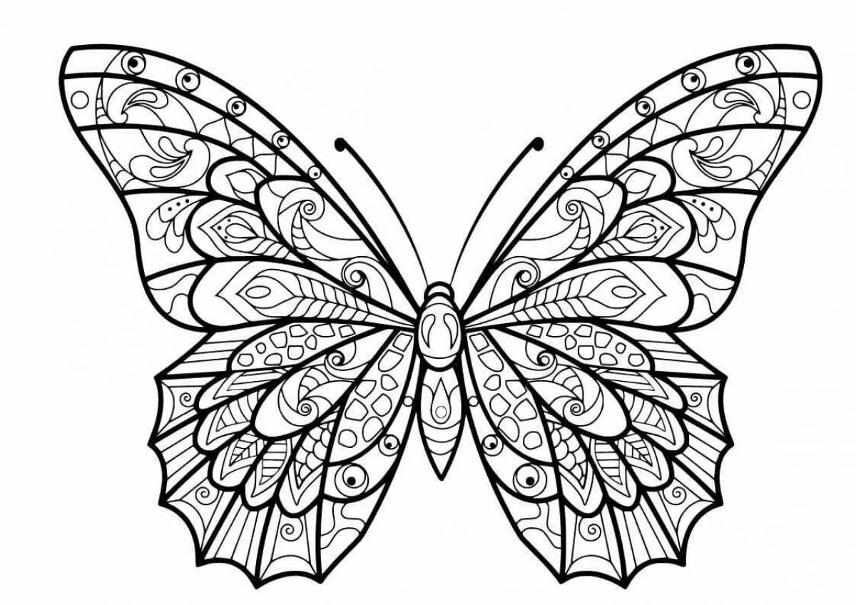 Radiant coloring page butterfly complex