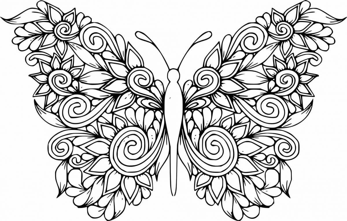 Exotic butterfly coloring book