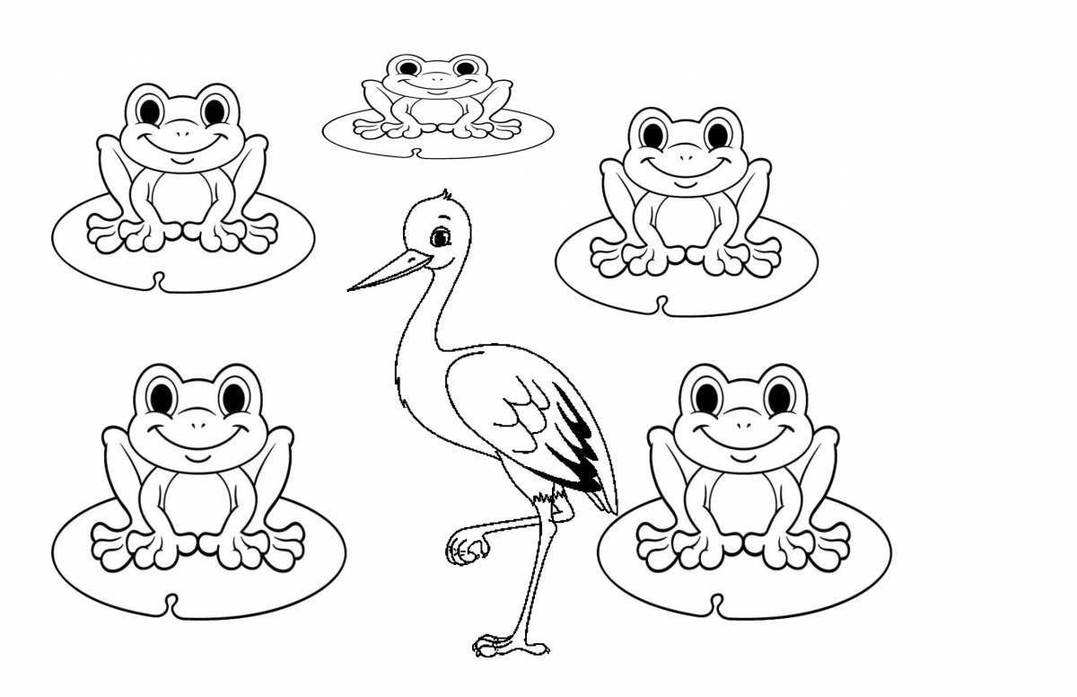 Coloring book funny frog-teremok